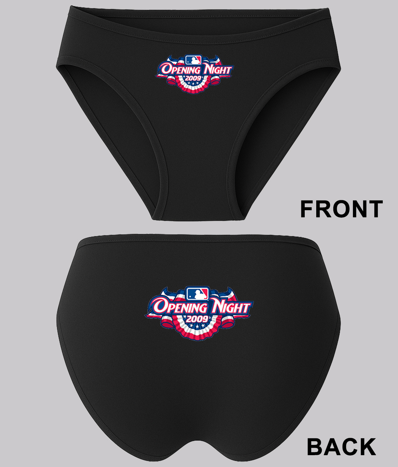 2009 MLB Opening Night Baseball Logo Symbol Emblem Customized Design on Women's Plus Size Bikini Brief Underwear
