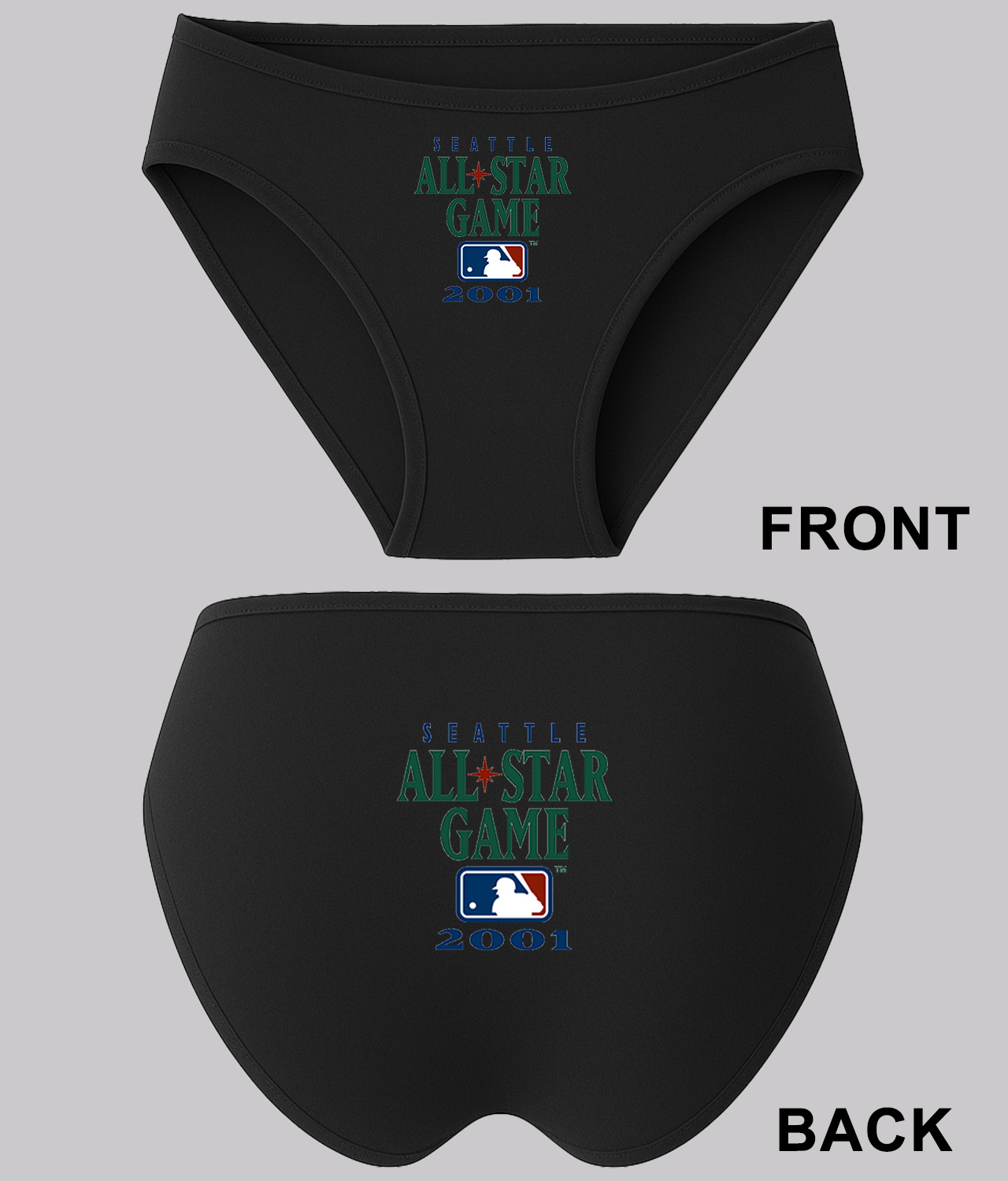 2001 MLB All-Star Game Safeco Field Seattle Washington Baseball Logo Symbol Emblem Customized Design on Women's Plus Size Bikini Brief Underwear
