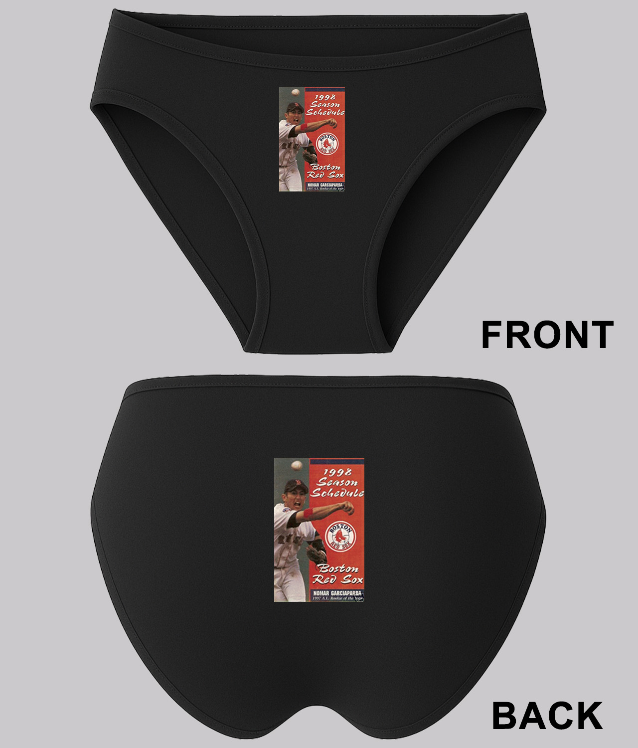 Boston Red Sox Pocket Schedule 1998 Baseball Logo Symbol Emblem Customized Design on Women's Plus Size Bikini Brief Underwear