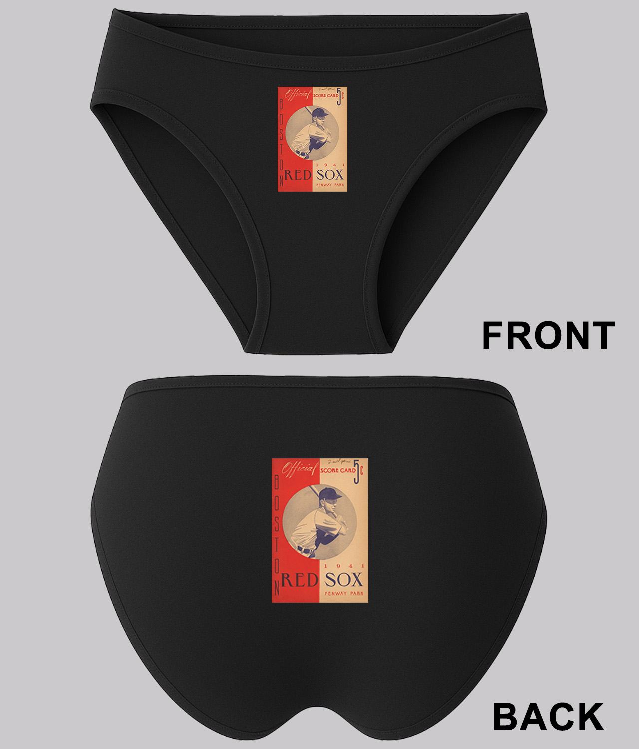Boston Red Sox Program 1941 Baseball Logo Symbol Emblem Customized Design on Women's Plus Size Bikini Brief Underwear