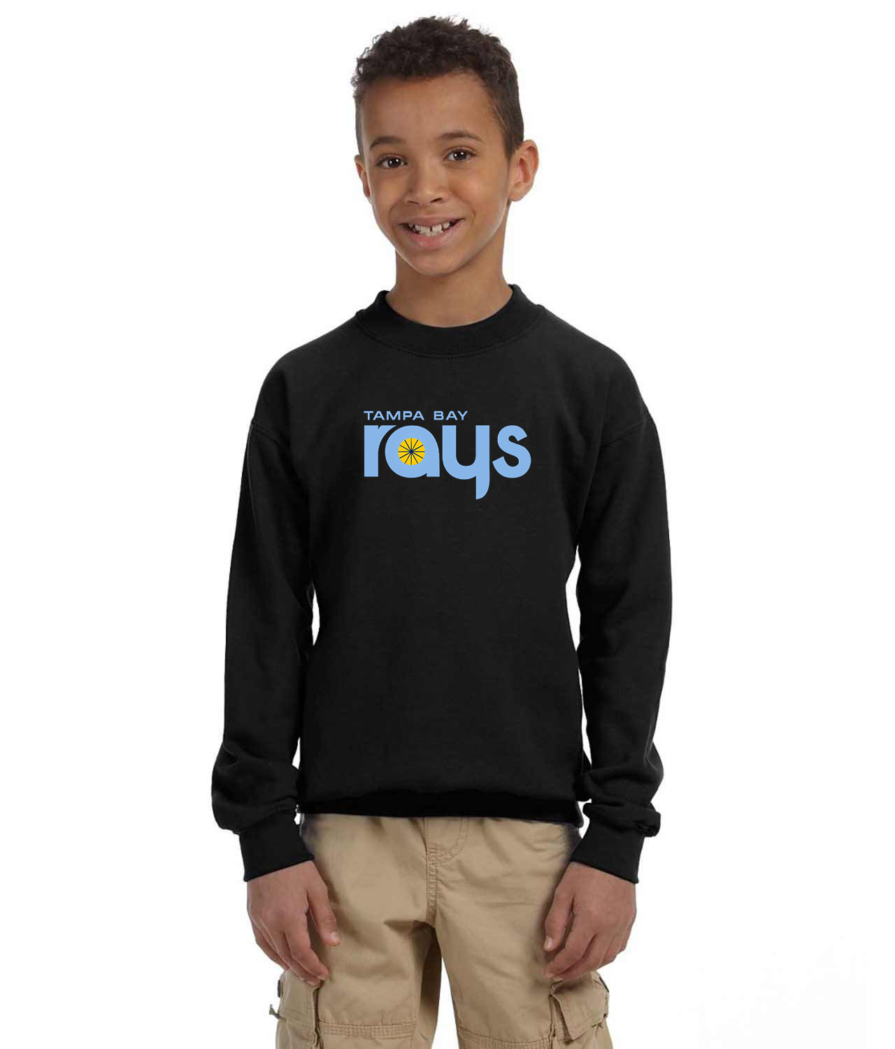 Tampa Bay Rays Jersey 2012-2018 Baseball Logo Symbol Emblem Customized Design on Youth Crewneck Sweatshirt