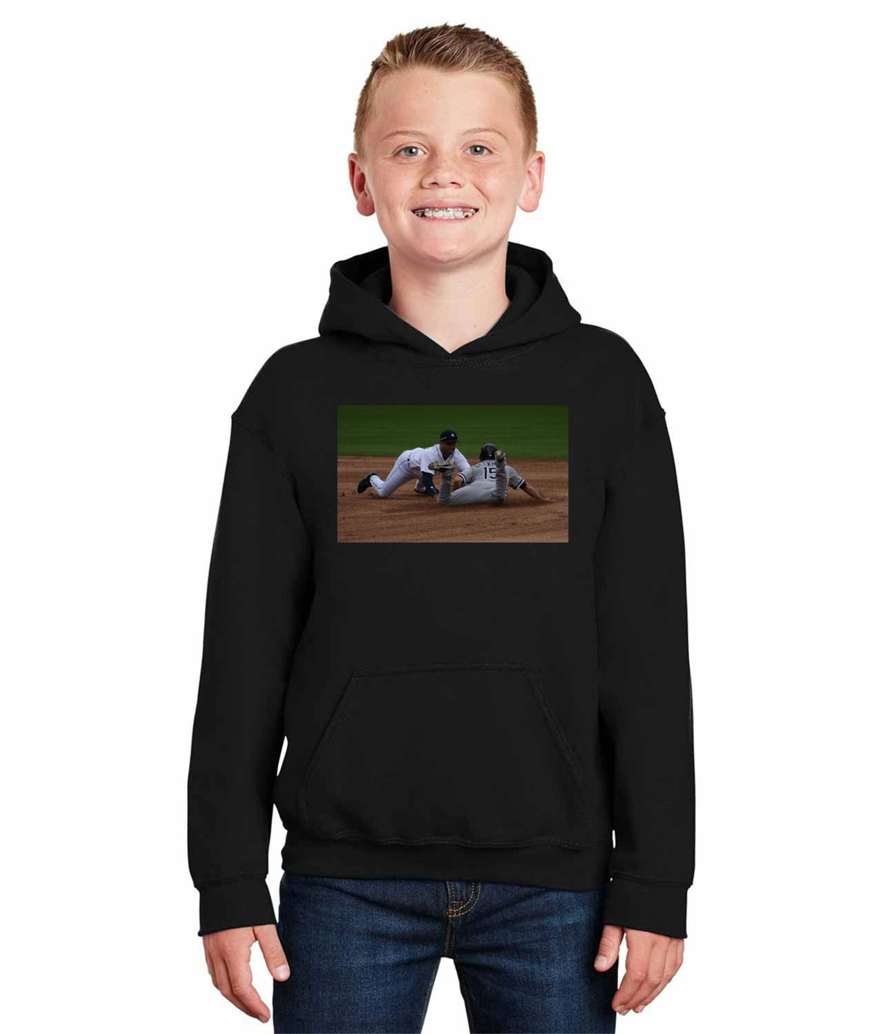 2010 Detroit Tigers Photo Baseball Logo Symbol Emblem Customized Design on Youth Hoodie