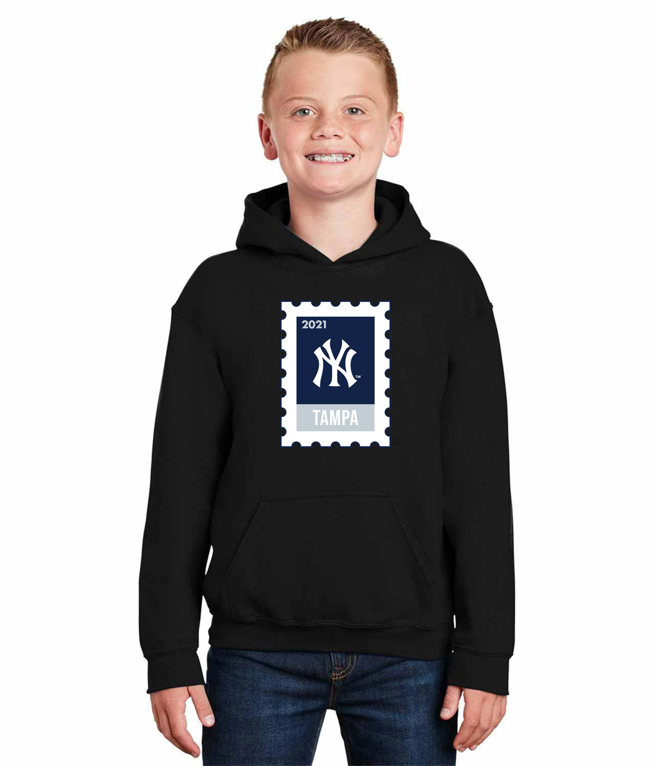 The New York Yankees 2021 Spring Training Baseball Logo Symbol Emblem Customized Design on Youth Hoodie