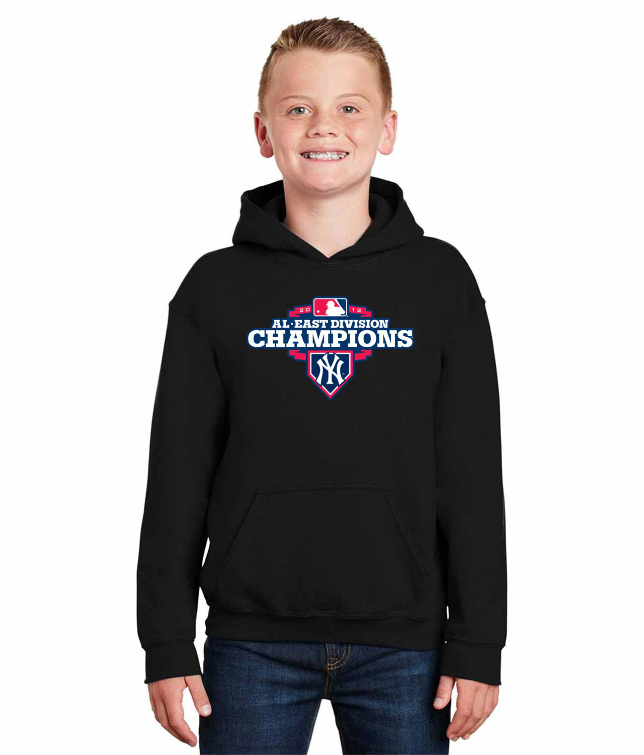 New York Yankees 2012 American League East Division Champions Baseball Logo Symbol Emblem Customized Design on Youth Hoodie