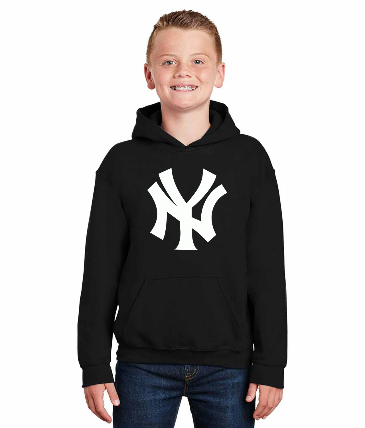 New York Yankees Batting Practice 1981 Baseball Logo Symbol Emblem Customized Design on Youth Hoodie