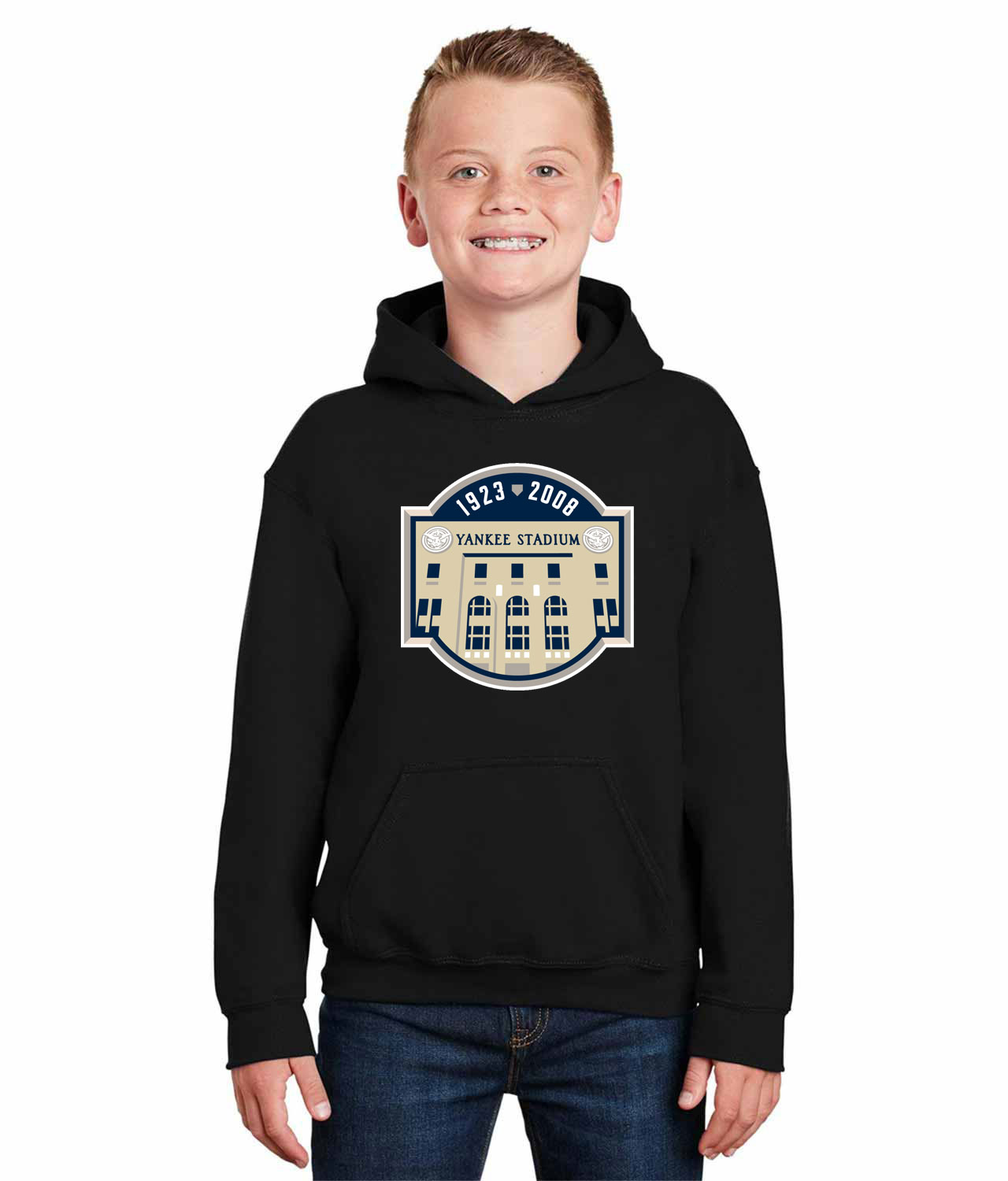 Final Season Of New York Yankee Stadium Baseball Logo Symbol Emblem Customized Design on Youth Hoodie