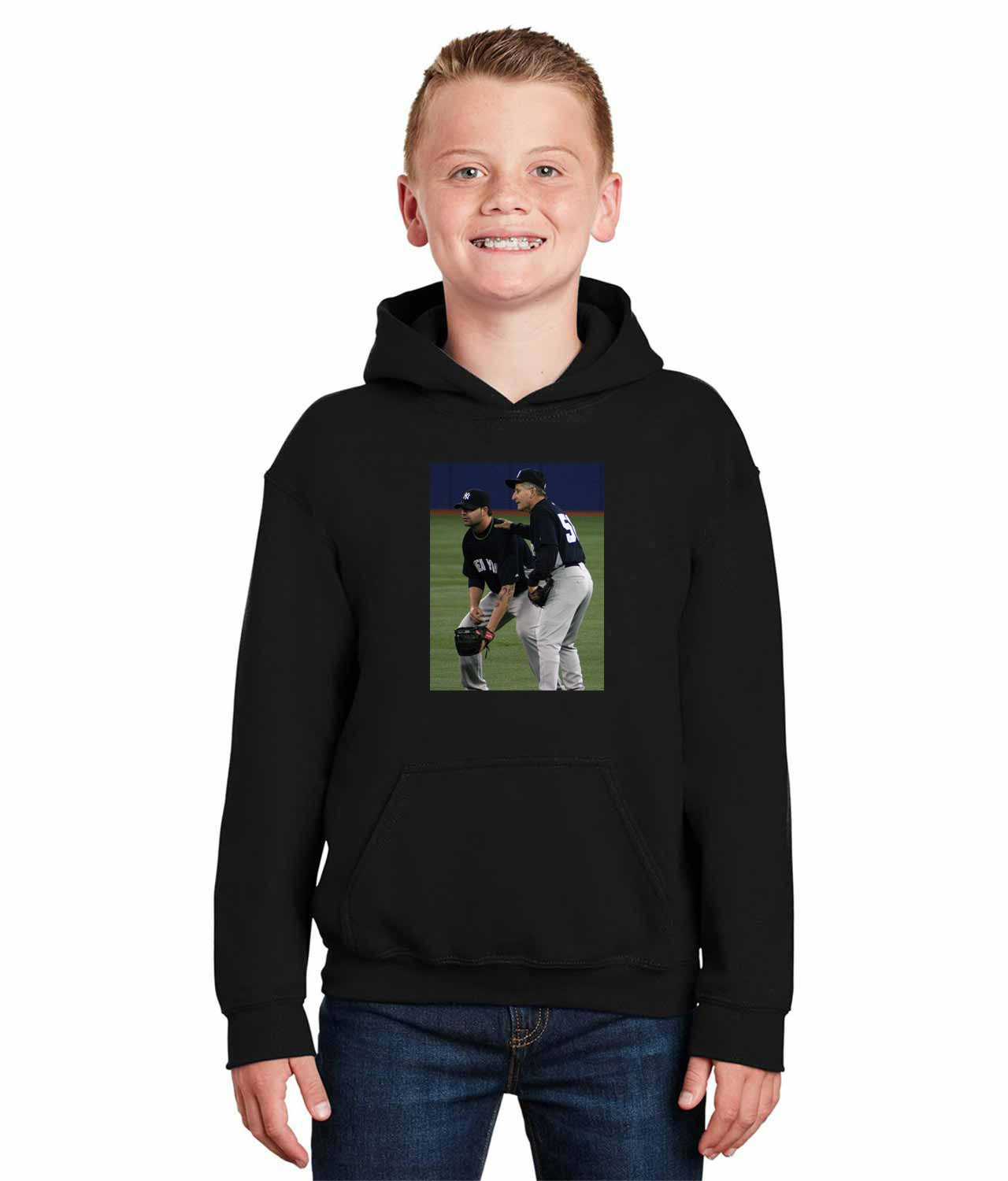 2010 Season New York Yankees Photo Baseball Logo Symbol Emblem Customized Design on Youth Hoodie
