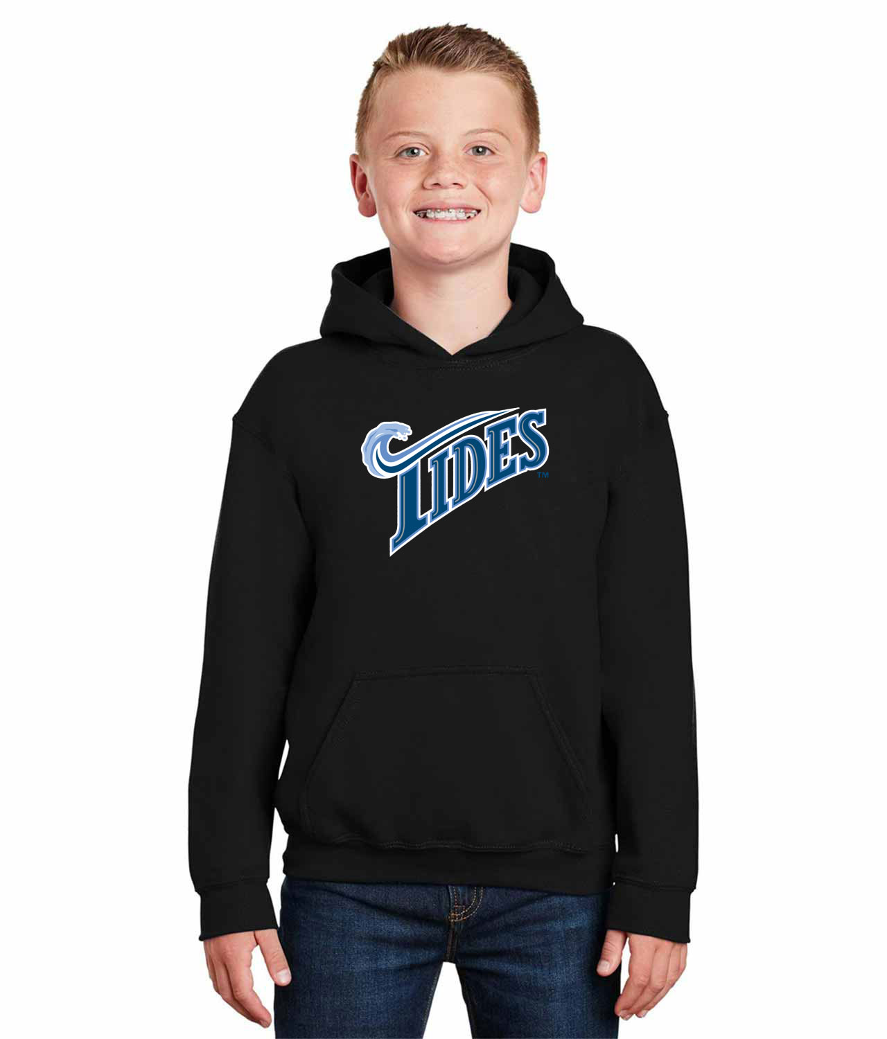 Norfolk Tides 1993-2015 Baseball Logo Symbol Emblem Customized Design on Youth Hoodie