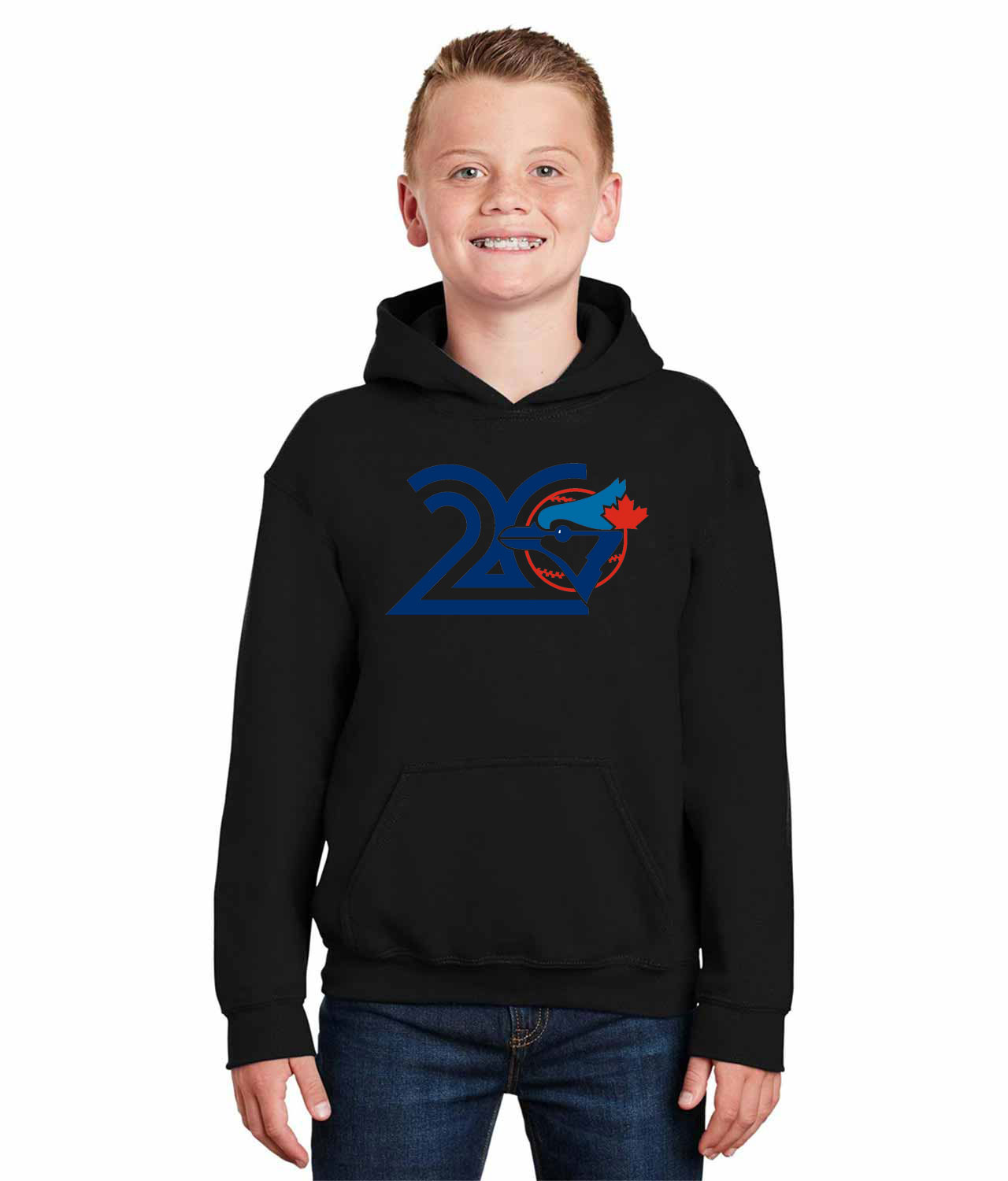Toronto Blue Jays 20th Anniversary 1996 Baseball Logo Symbol Emblem Customized Design on Youth Hoodie