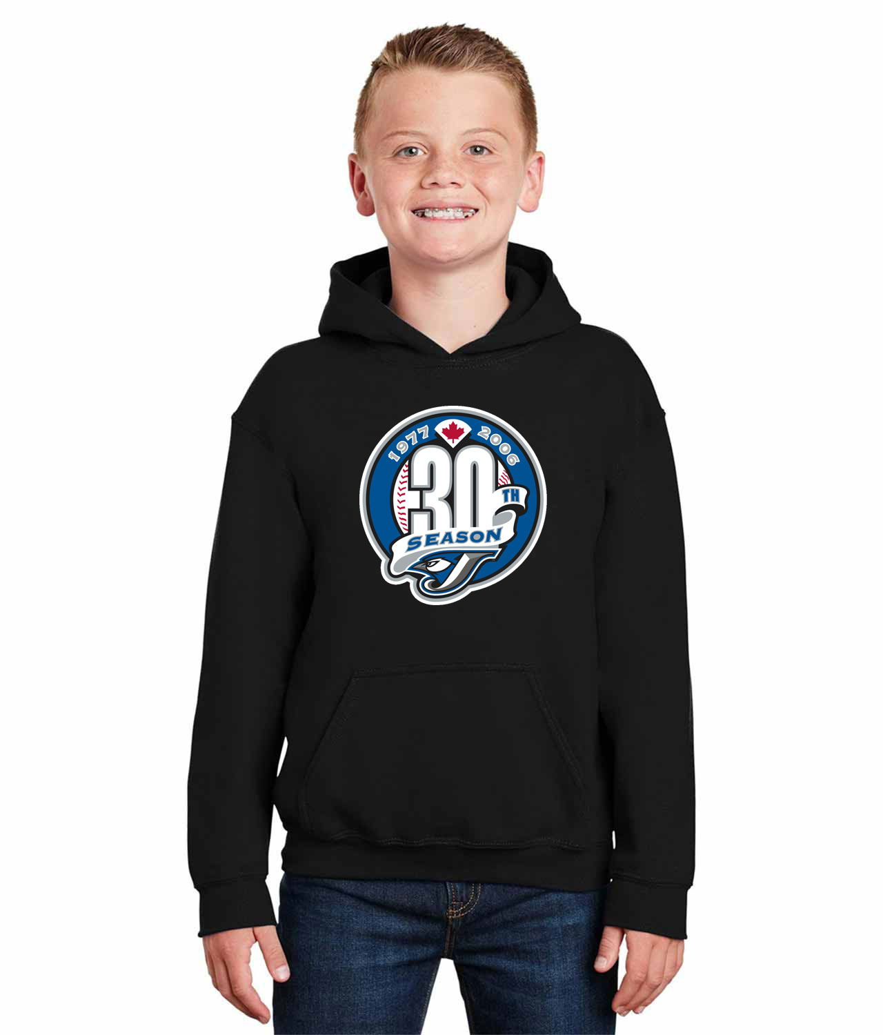 Toronto Blue Jays 30th Season Baseball Logo Symbol Emblem Customized Design on Youth Hoodie