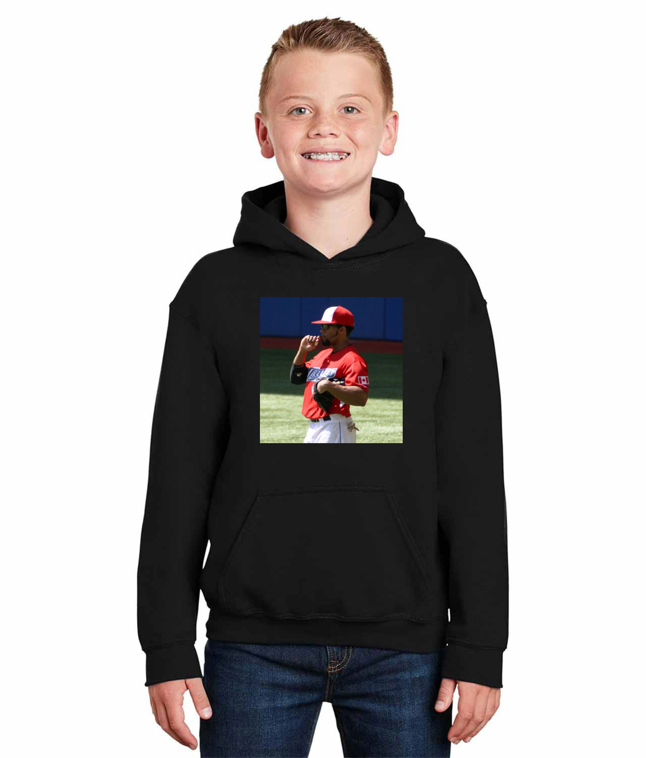 2011 Eric Thames Toronto Blue Jays Photo Baseball Logo Symbol Emblem Customized Design on Youth Hoodie
