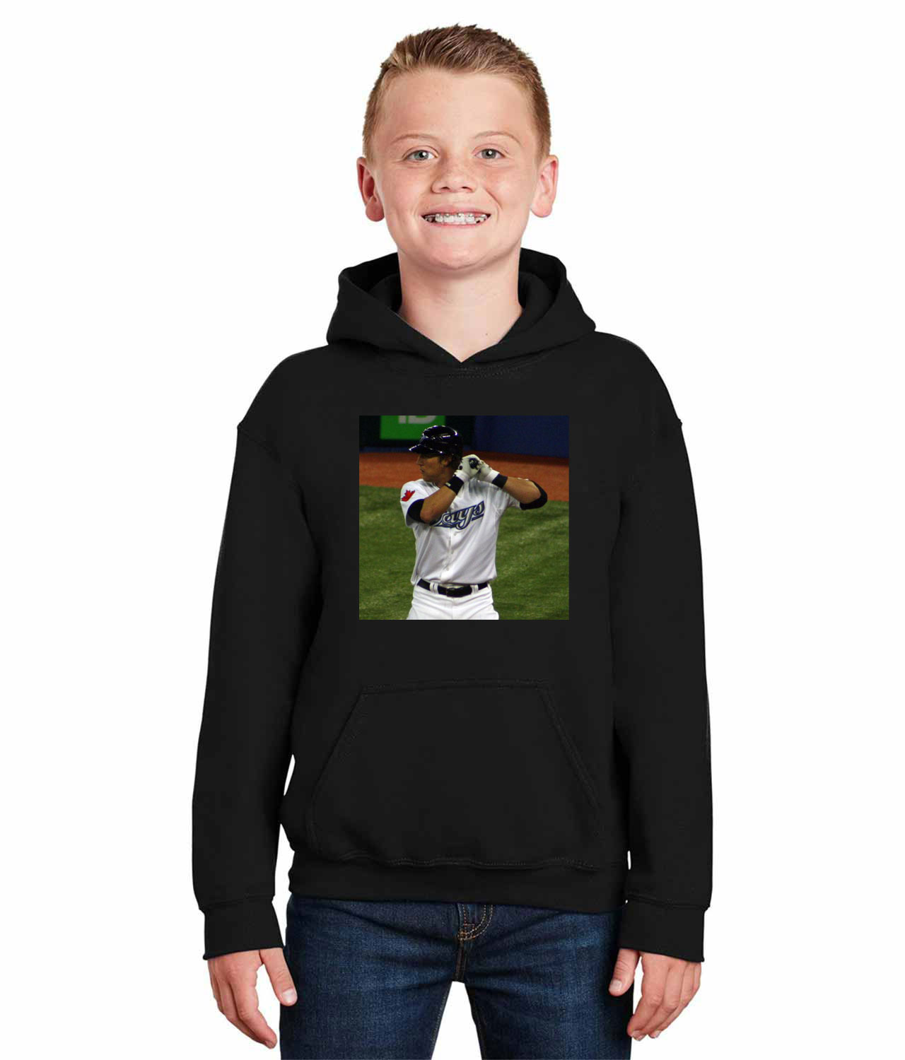 2011 Colby Rasmus Toronto Blue Jays Photo Baseball Logo Symbol Emblem Customized Design on Youth Hoodie