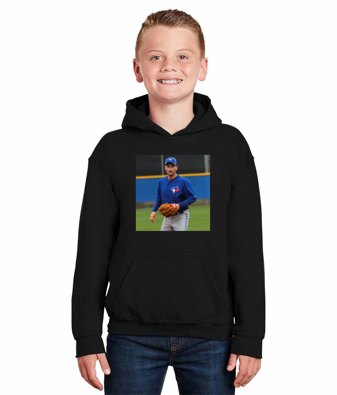 2012 Season Jason Frasor Toronto Blue Jays Photo Baseball Logo Symbol Emblem Customized Design on Youth Hoodie