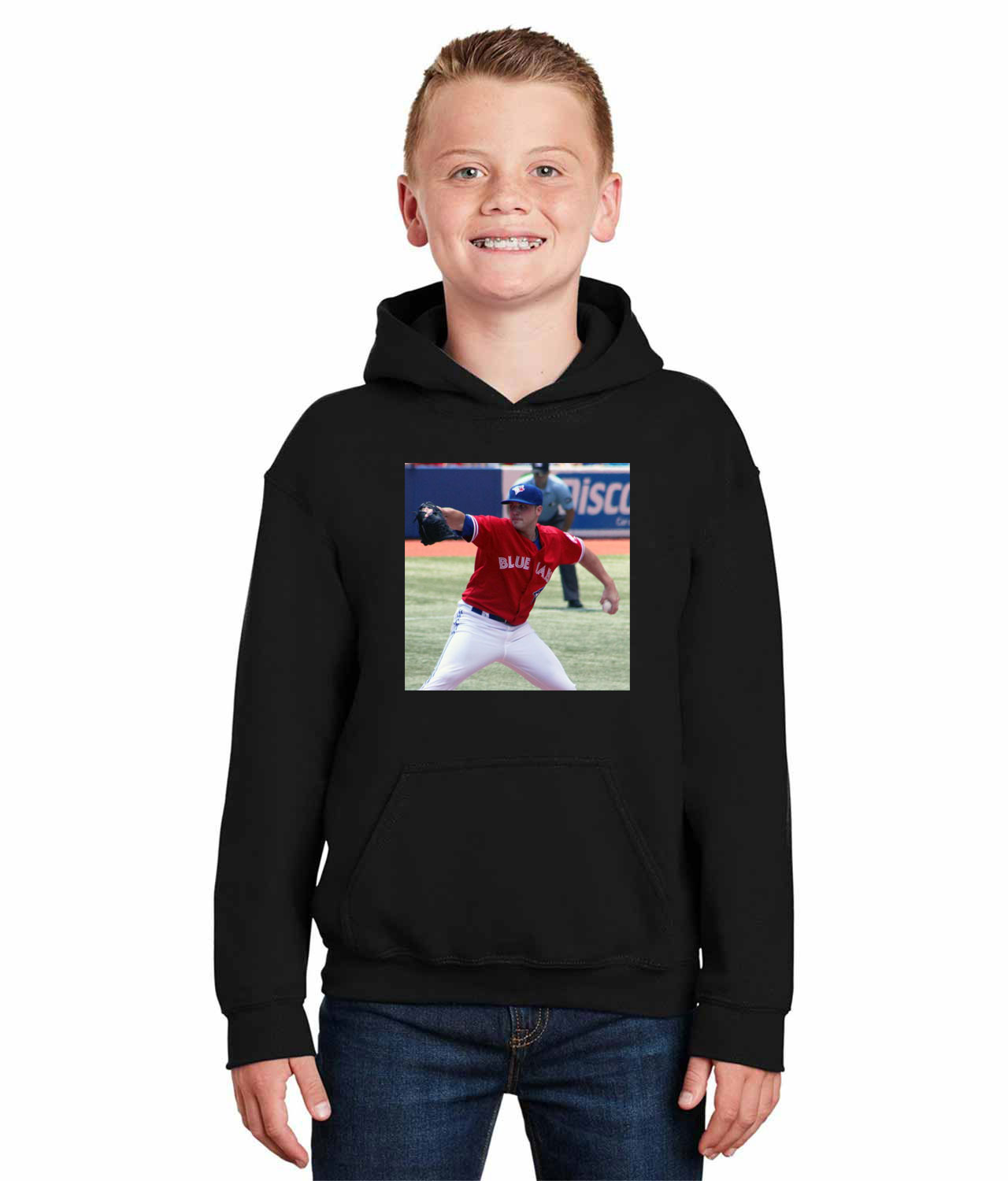 2012 Aaron Laffey Toronto Blue Jays Photo Baseball Logo Symbol Emblem Customized Design on Youth Hoodie