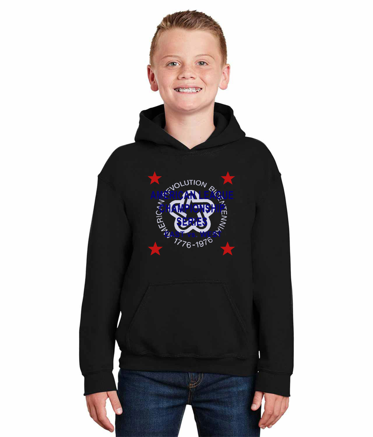 1976 American League Championship Series East Vs. West ALCS Baseball Logo Symbol Emblem Customized Design on Youth Hoodie