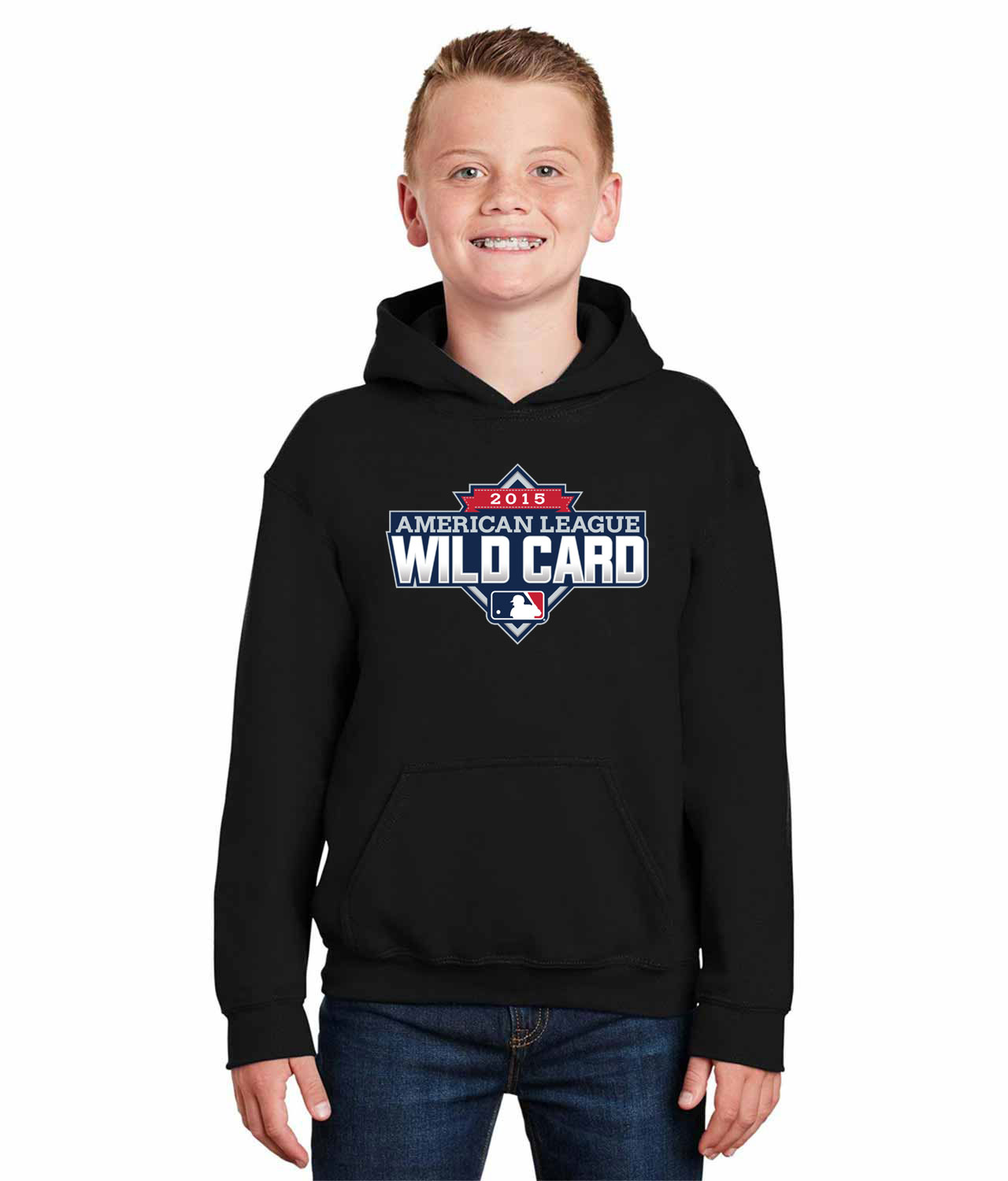 2015 American League Wildcard Game - Houston Astros vs New York Yankees Baseball Logo Symbol Emblem Customized Design on Youth Hoodie