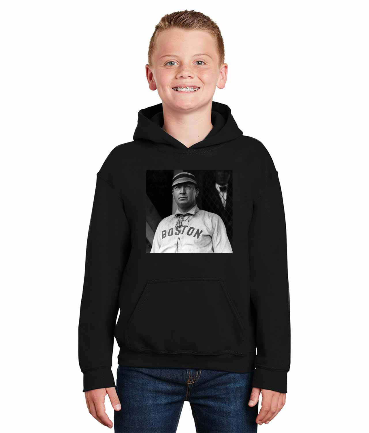 Cy Young Boston Americans 1903 Season Baseball Logo Symbol Emblem Customized Design on Youth Hoodie