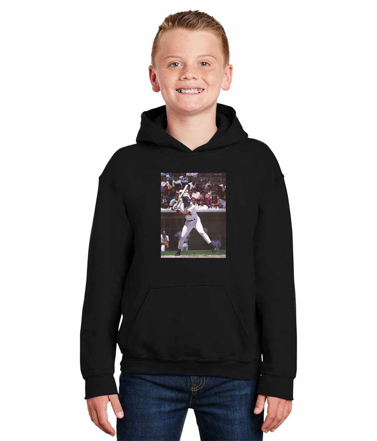 Chicago White Stockings Program 1991 Baseball Logo Symbol Emblem Customized Design on Youth Hoodie
