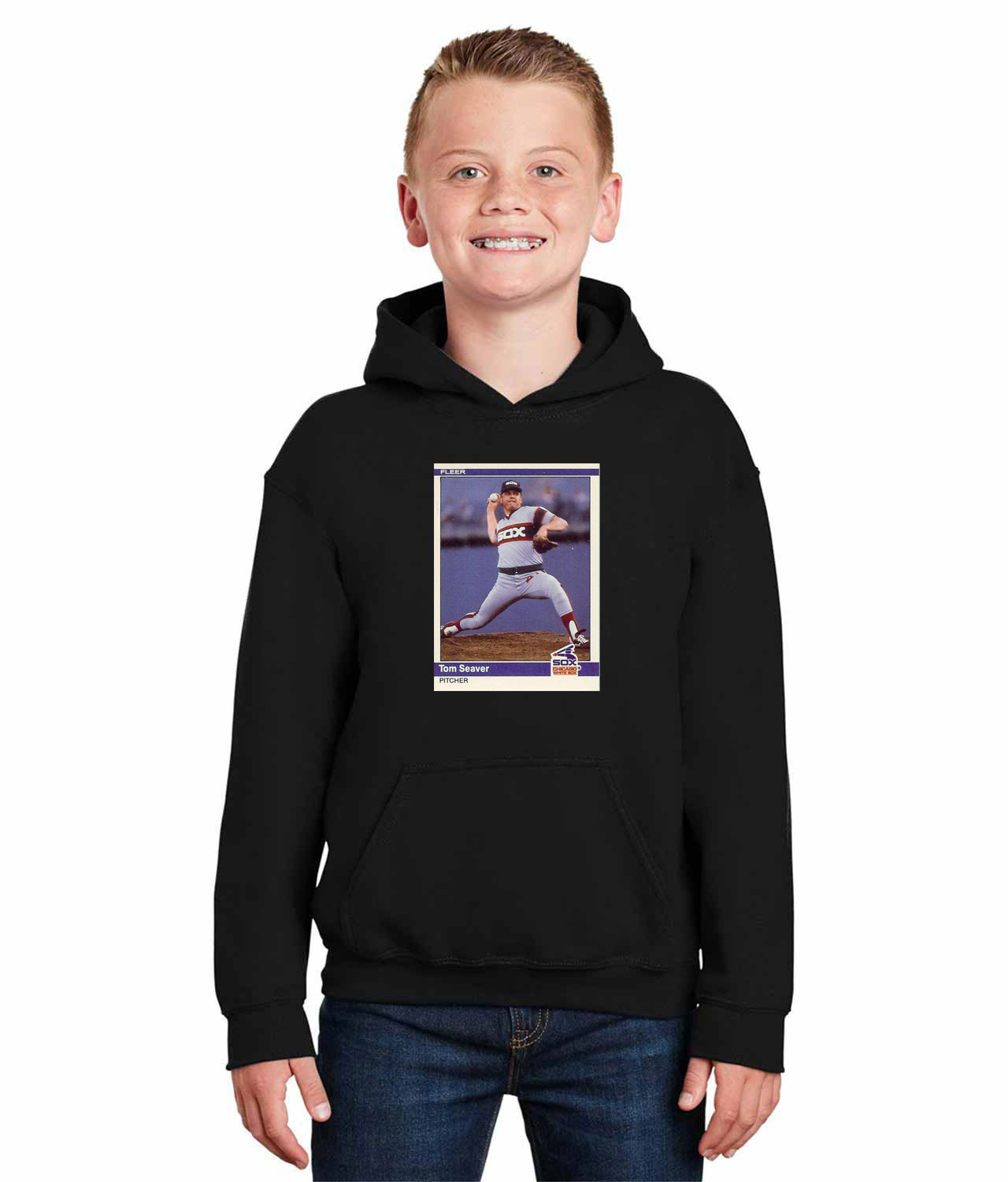 1983 Chicago White Stockings Tom Seaver Photo Baseball Logo Symbol Emblem Customized Design on Youth Hoodie