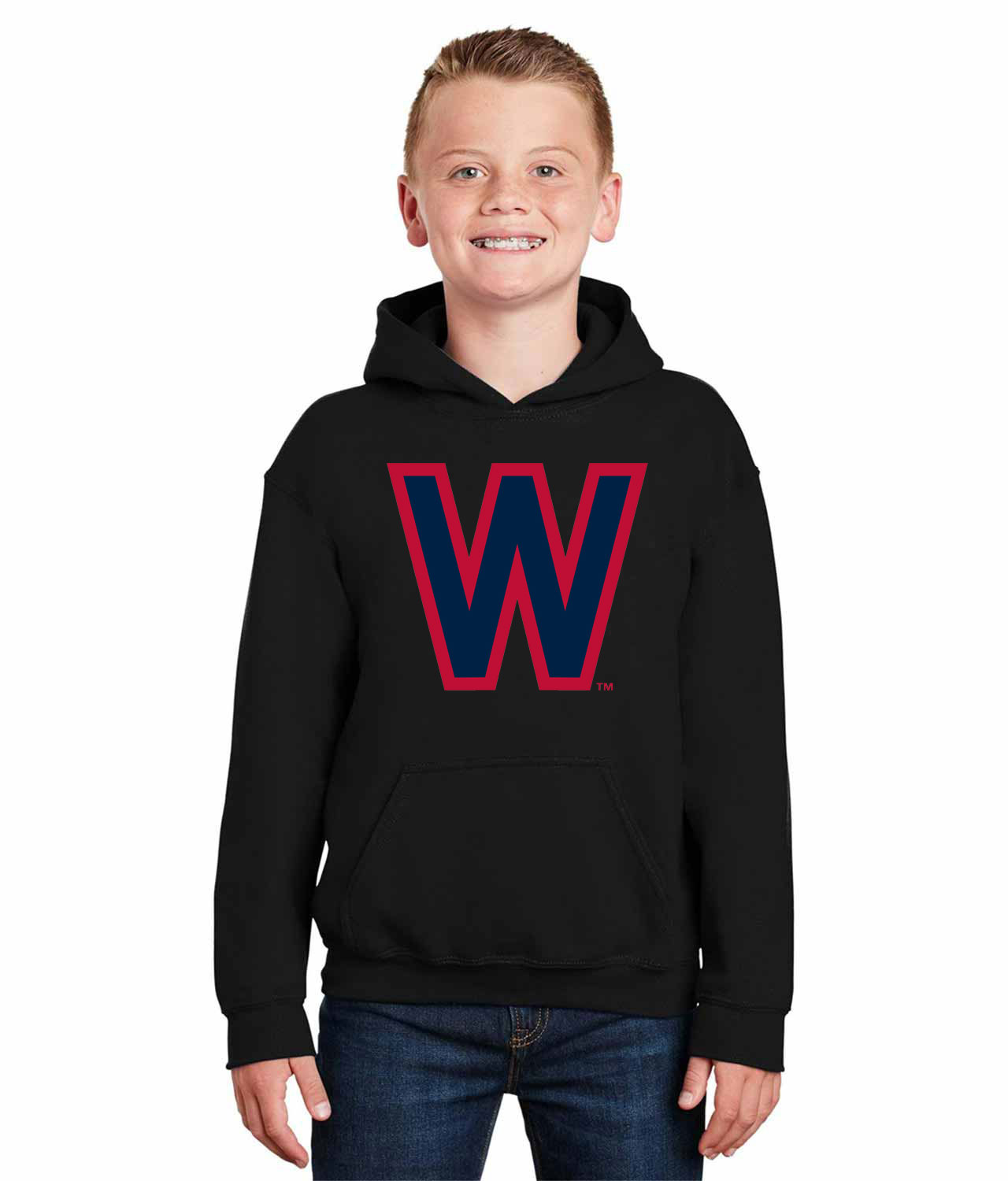 Washington Nationals Primary 1936 Baseball Logo Symbol Emblem Customized Design on Youth Hoodie
