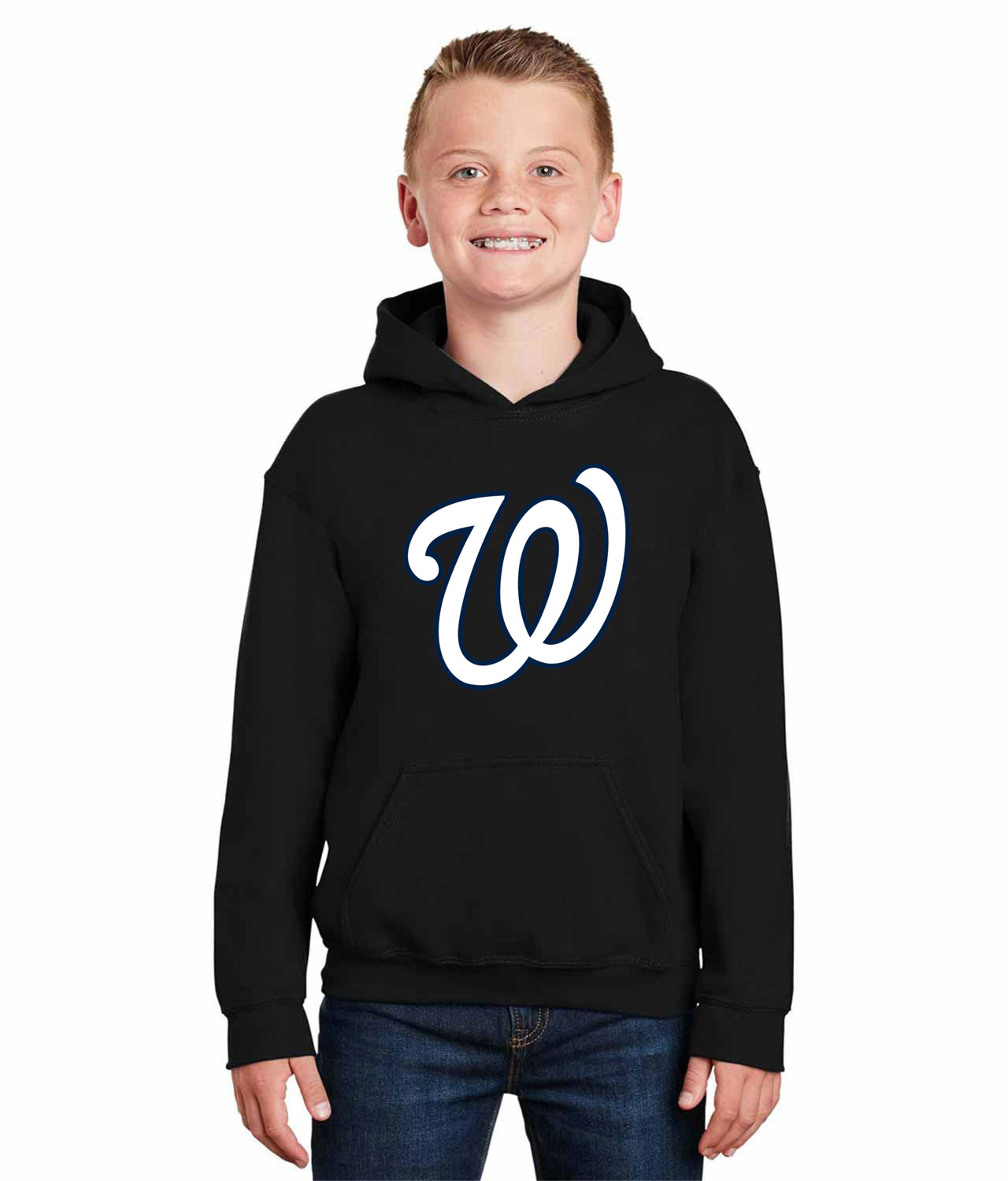 Washington Senators Cap 1968 Baseball Logo Symbol Emblem Customized Design on Youth Hoodie