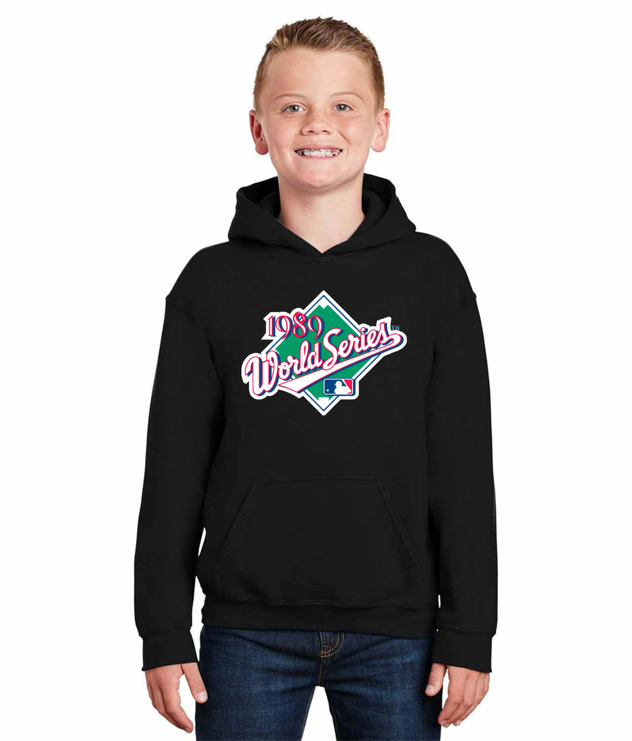 1989 MLB World Series Alternate Baseball Logo Symbol Emblem Customized Design on Youth Hoodie