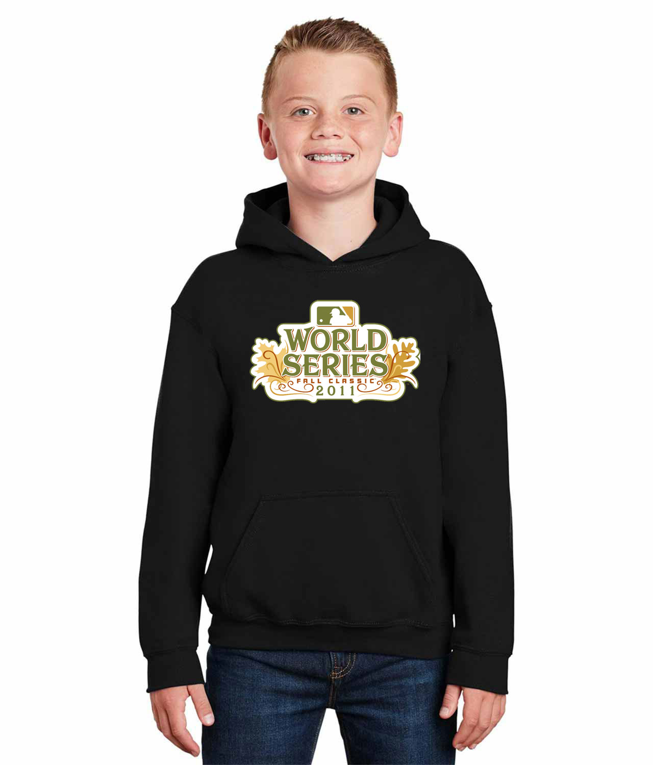 MLB World Series Fall Classic 2011 Baseball Logo Symbol Emblem Customized Design on Youth Hoodie
