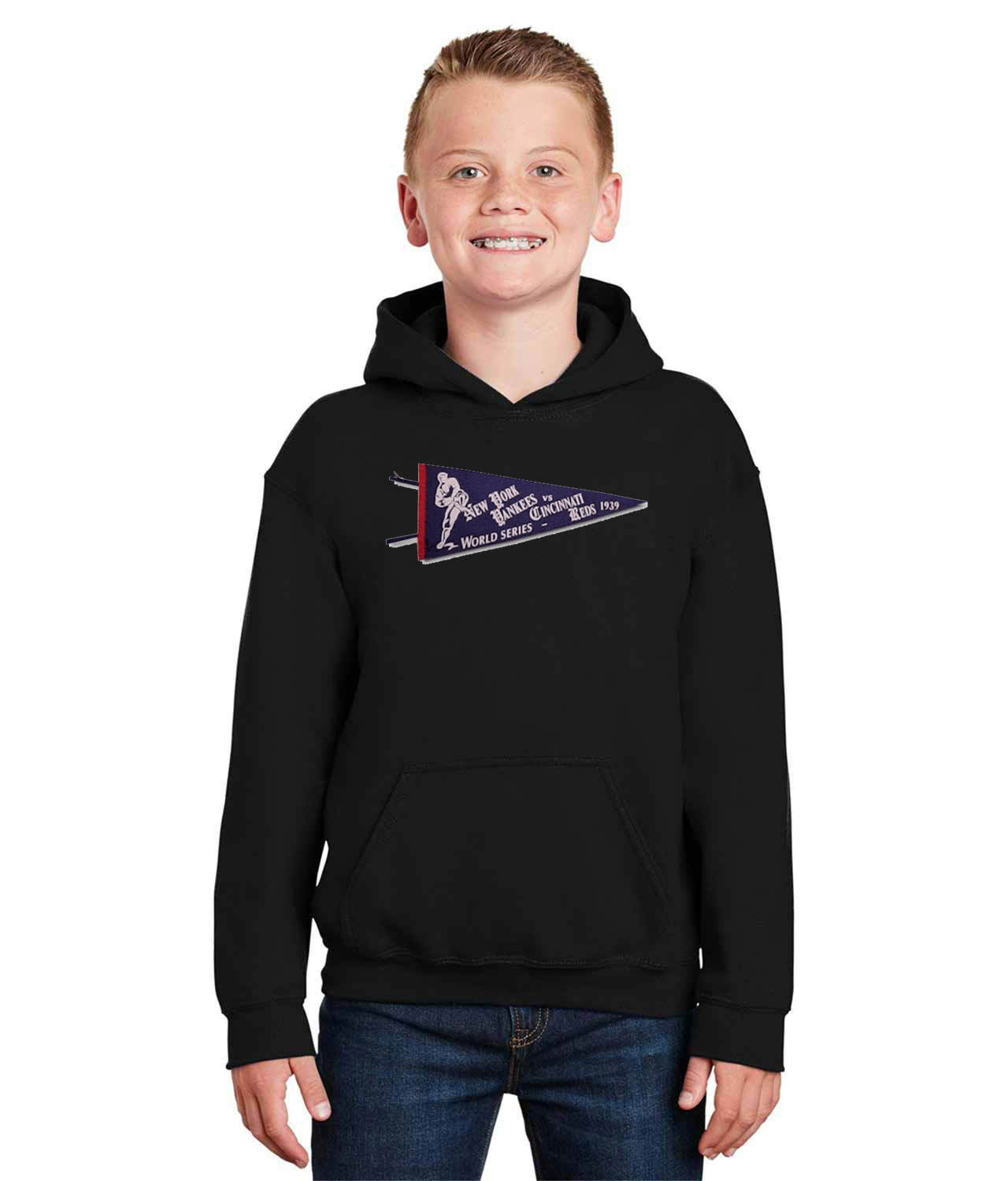 MLB World Series Pennant 1939 Baseball Logo Symbol Emblem Customized Design on Youth Hoodie