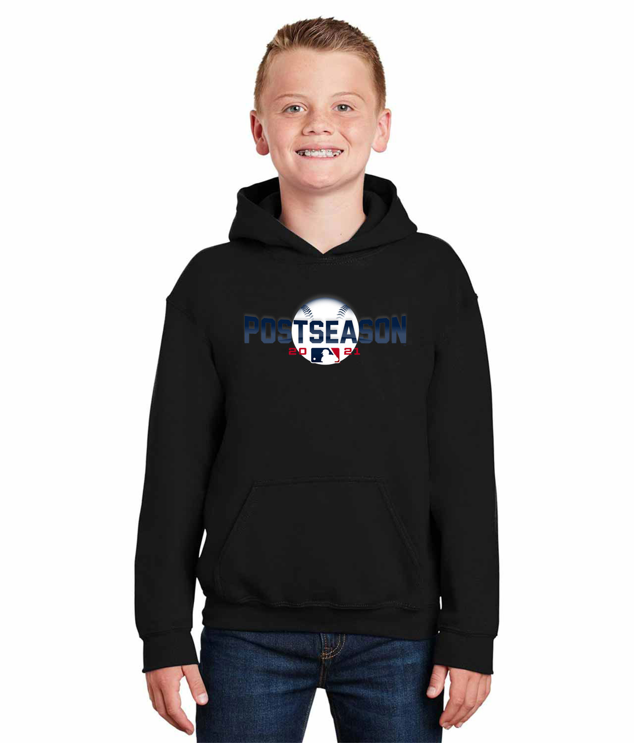 The 2021 Major League Baseball Postseason Logo Emblem Customized Design on Youth Hoodie