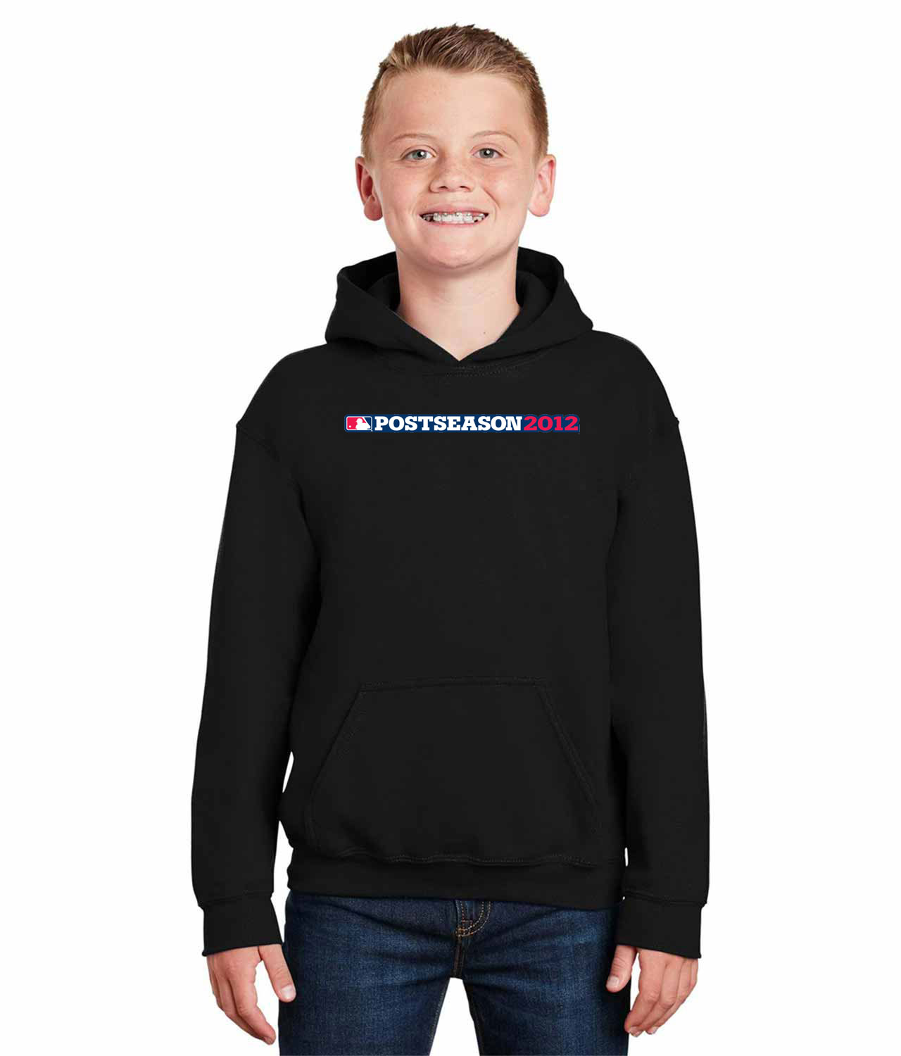 2012 MLB Postseason Horizontal Baseball Logo Symbol Emblem Customized Design on Youth Hoodie