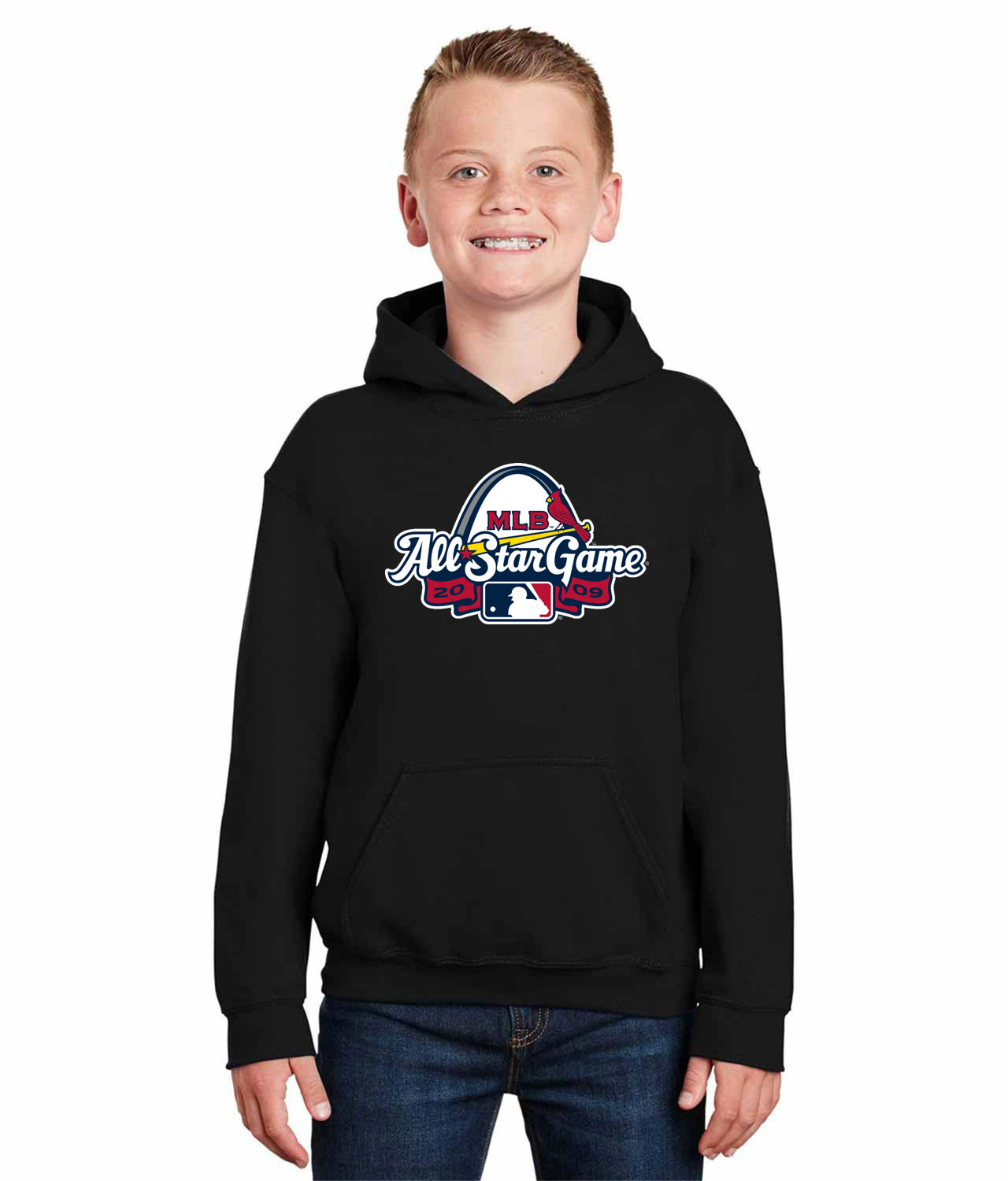 2009 MLB All-Star Game Busch Stadium St. Louis Missouri Baseball Logo Symbol Emblem Customized Design on Youth Hoodie