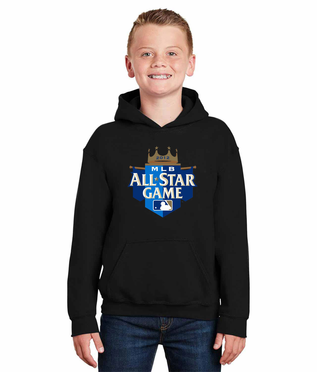 2012 MLB All-Star Game Kauffman Stadium Kansas City Missouri Baseball Logo Symbol Emblem Customized Design on Youth Hoodie