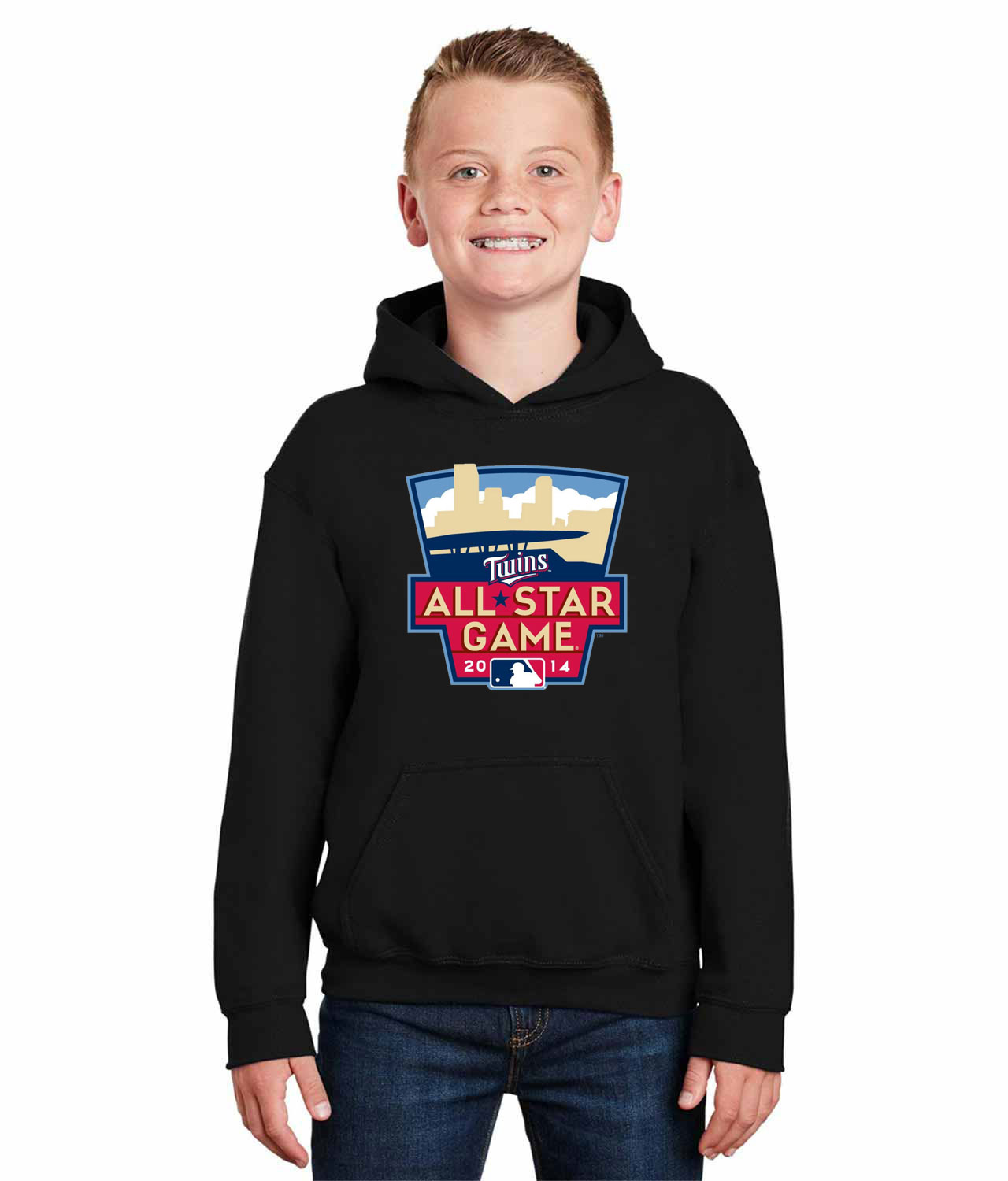 2014 MLB All-Star Game - Minnesota Twins Baseball Logo Symbol Emblem Customized Design on Youth Hoodie