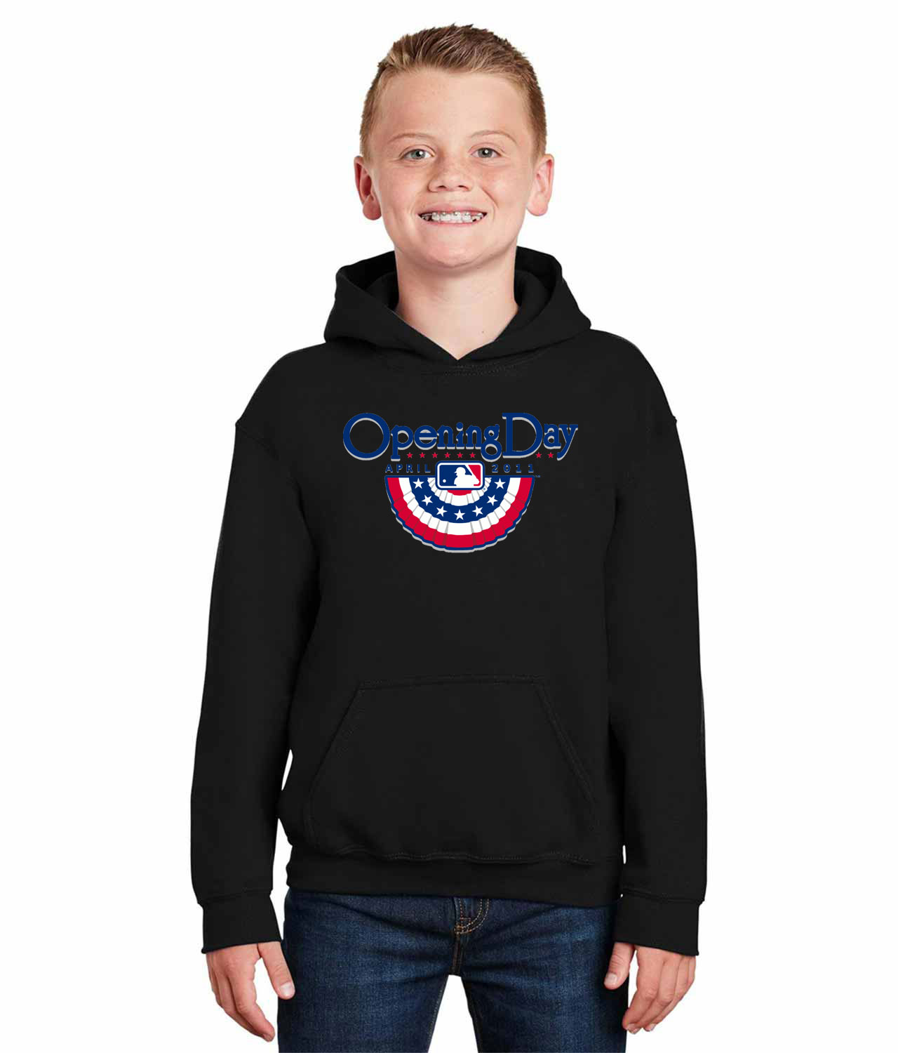 2011 MLB Opening Day Baseball Logo Symbol Emblem Customized Design on Youth Hoodie