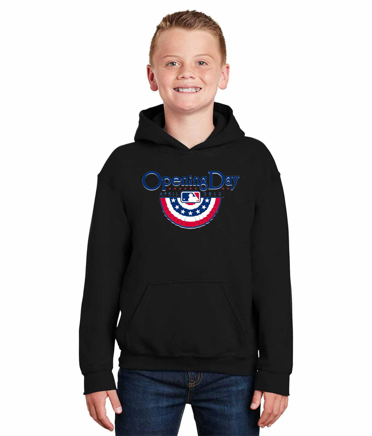 2012 MLB Opening Day Baseball Logo Symbol Emblem Customized Design on Youth Hoodie