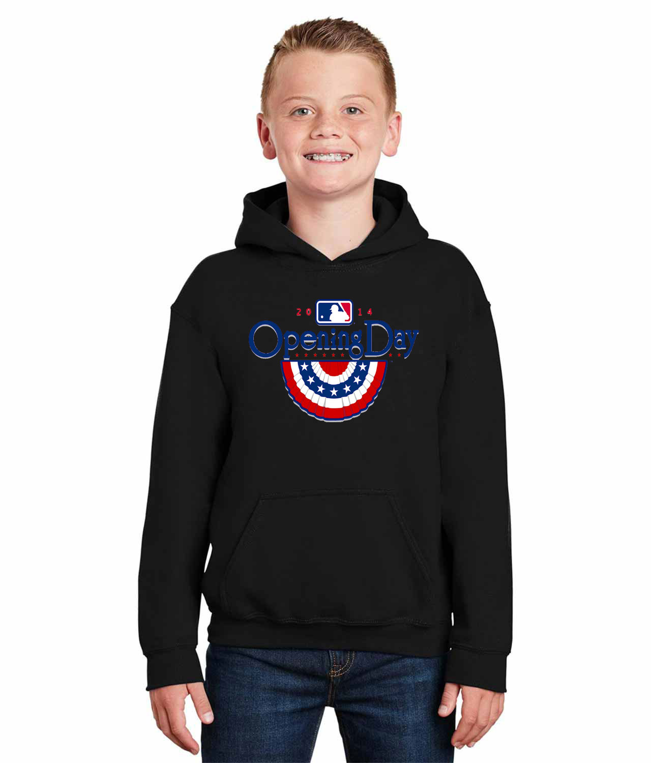 2014 MLB Opening Day Baseball Logo Symbol Emblem Customized Design on Youth Hoodie
