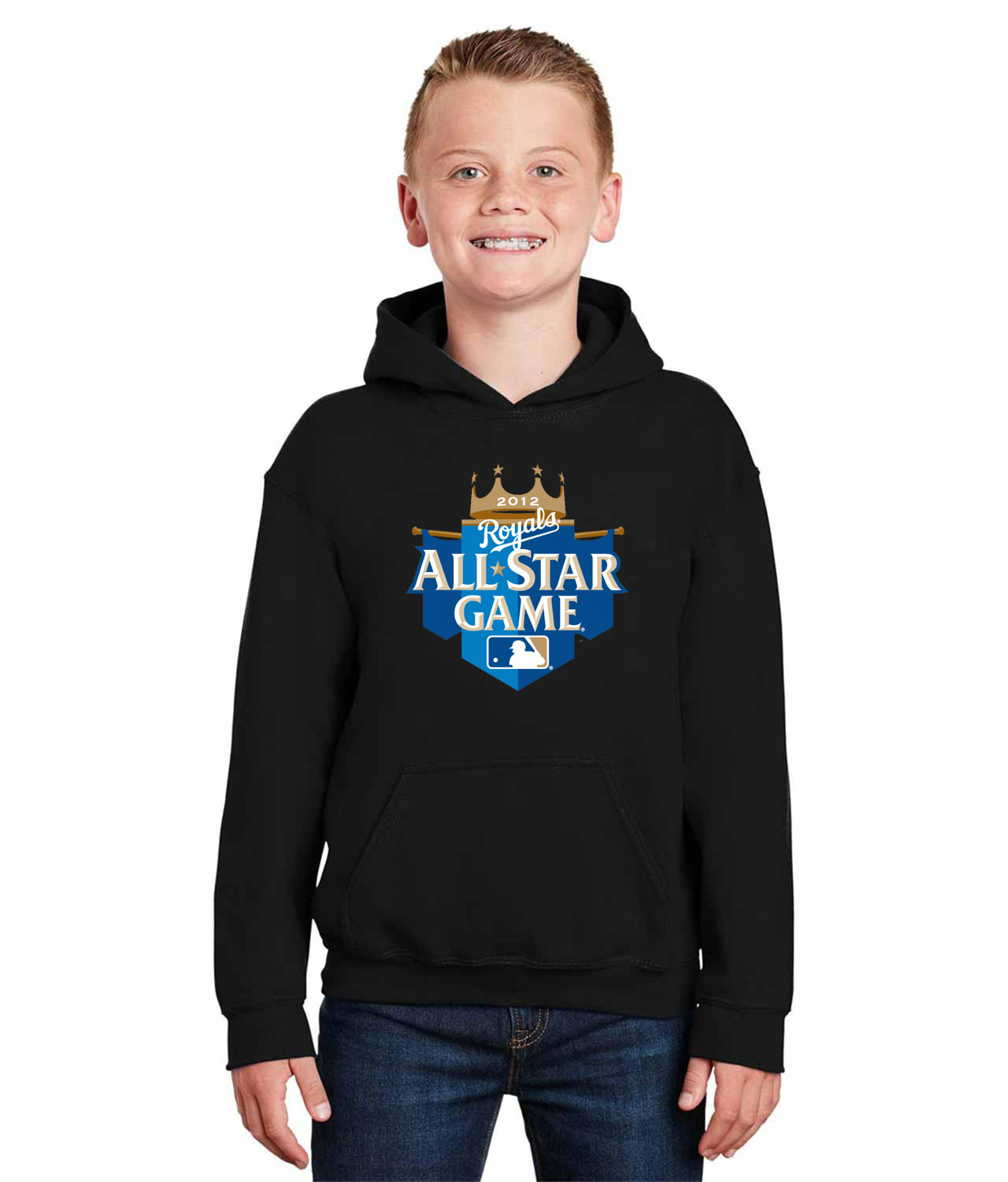 2012 MLB All-Star Game Kauffman Stadium Kansas City Missouri Baseball Logo Symbol Emblem Customized Design on Youth Hoodie