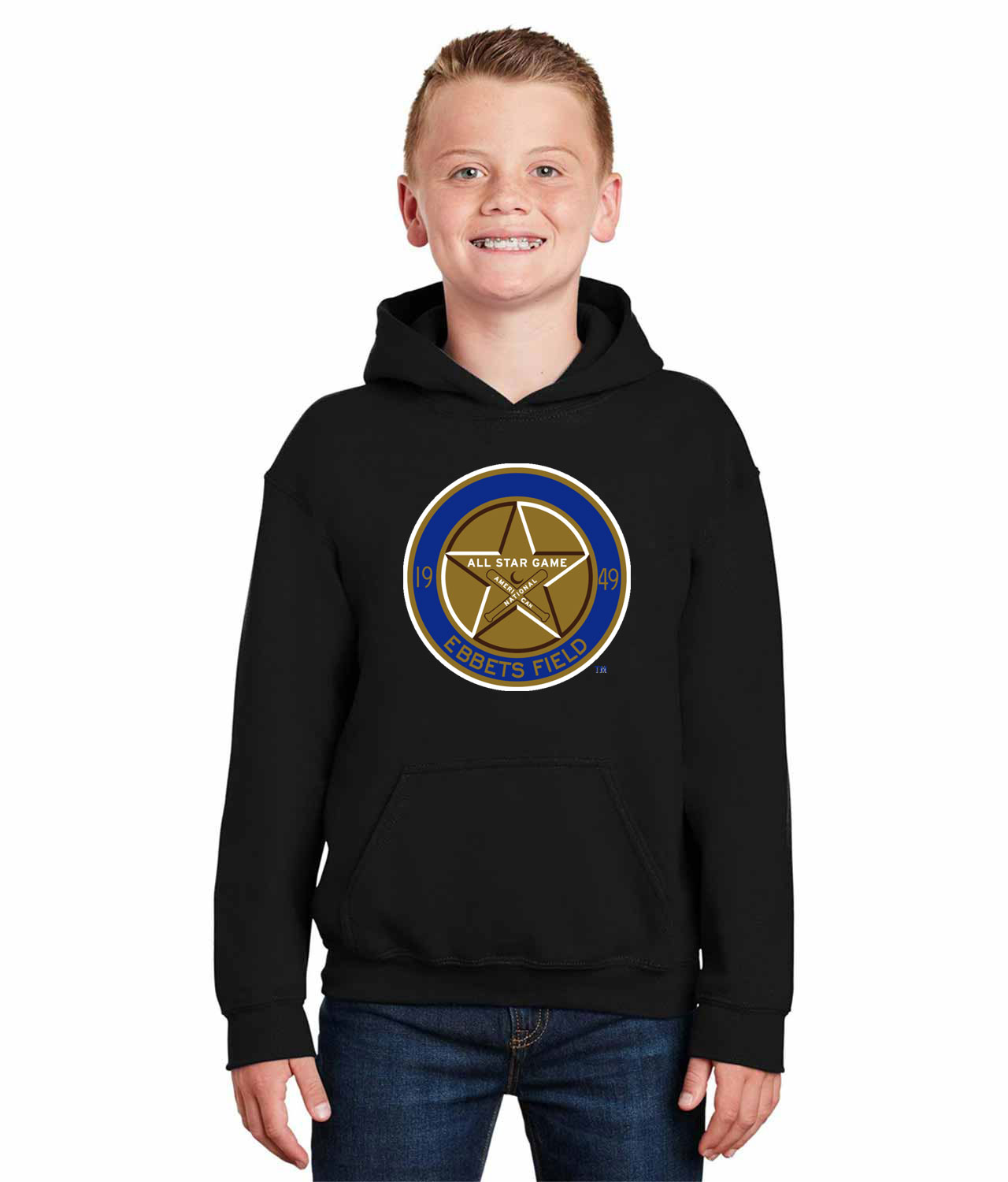 1949 MLB All-Star Game Ebbets Field Brooklyn New York Baseball Logo Symbol Emblem Customized Design on Youth Hoodie