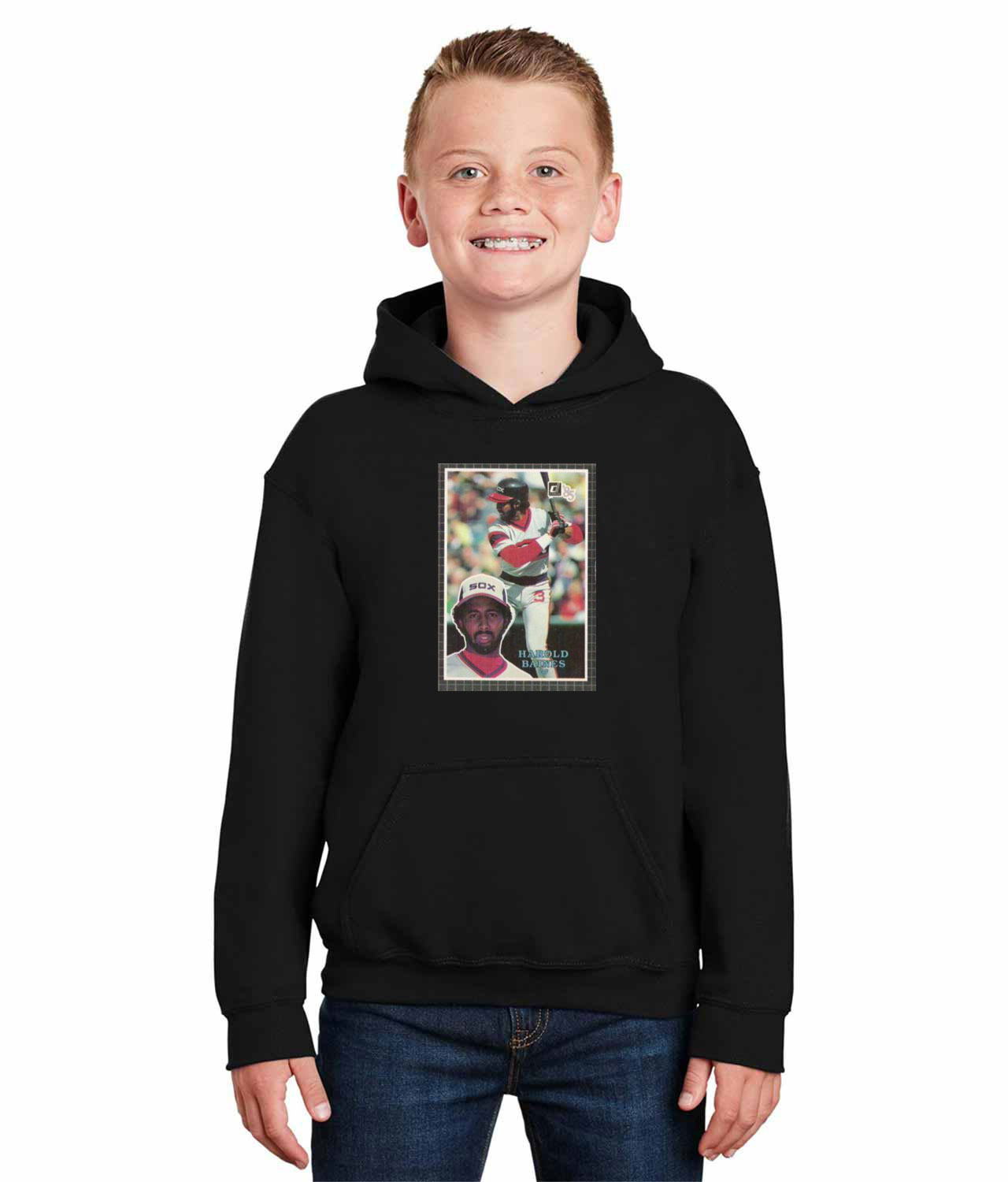 1984 Chicago White Sox Harold Baines Photo Baseball Logo Symbol Emblem Customized Design on Youth Hoodie