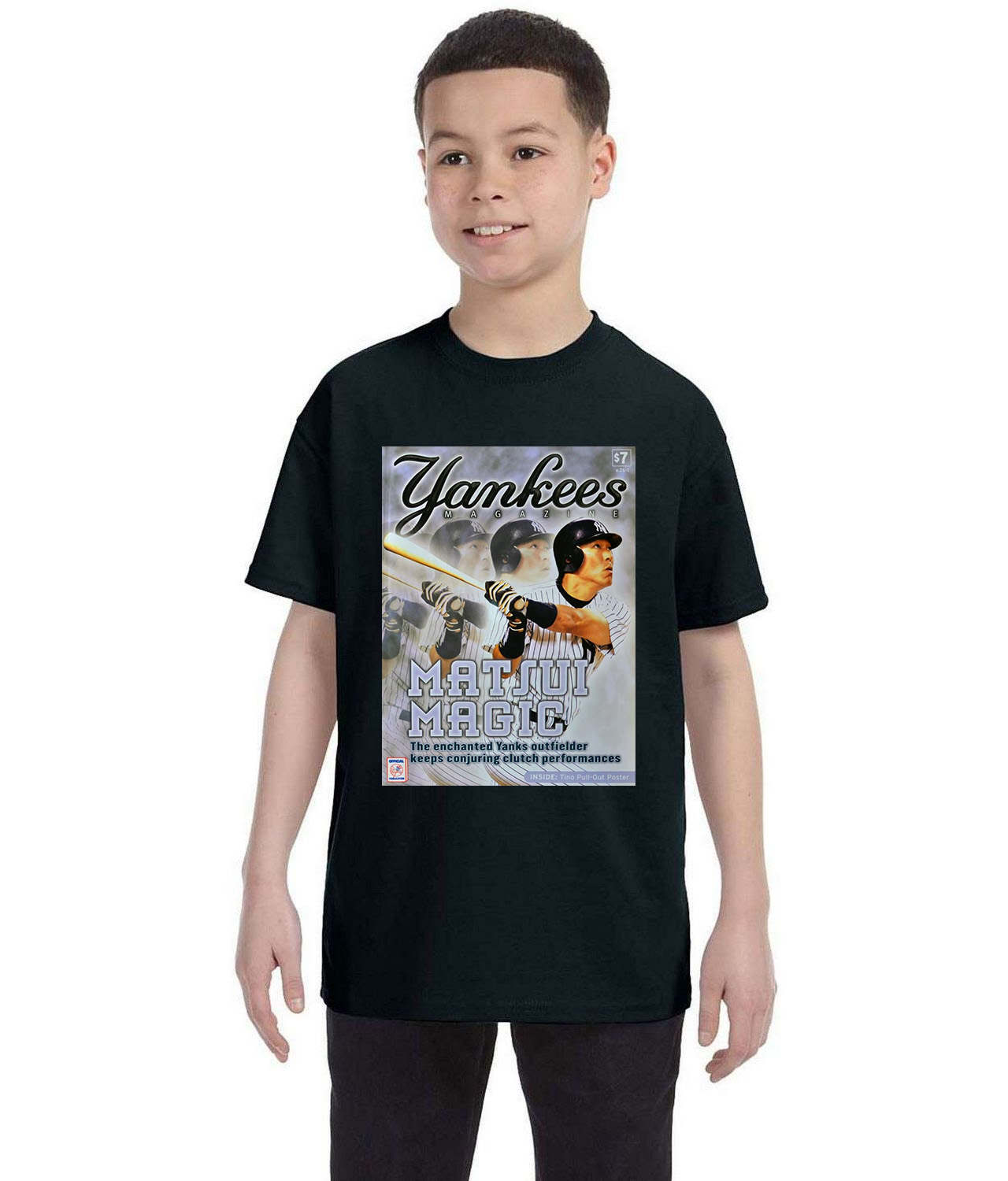 New York Yankees Program 2005 Baseball Logo Symbol Emblem Customized Design on Youth T-Shirt Tee