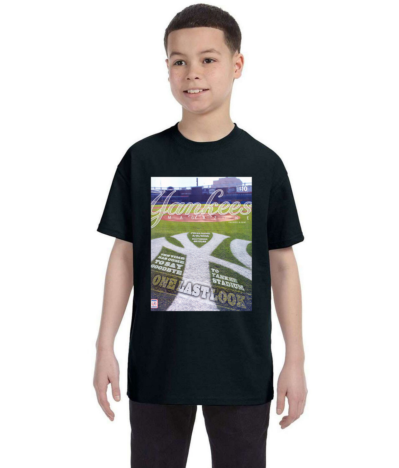 New York Yankees Program 2008 Baseball Logo Symbol Emblem Customized Design on Youth T-Shirt Tee