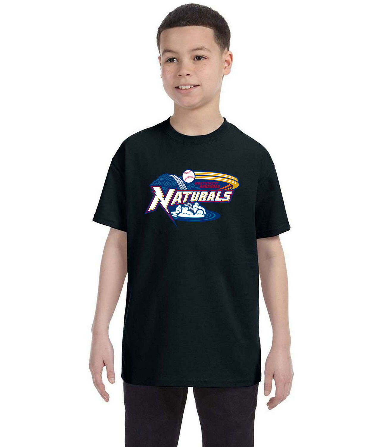 Northwest Arkansas Naturals Baseball Logo Symbol Emblem Customized Design on Youth T-Shirt Tee