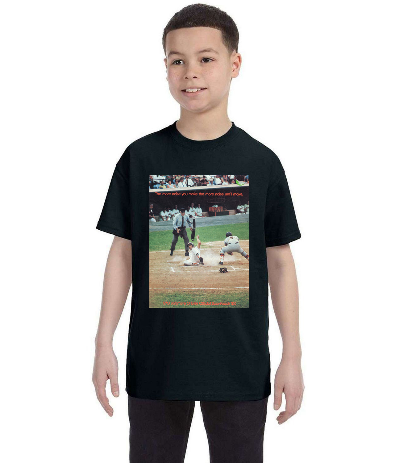 Baltimore Orioles Official 1970 Scorebook Baseball Logo Symbol Emblem Customized Design on Youth T-Shirt Tee