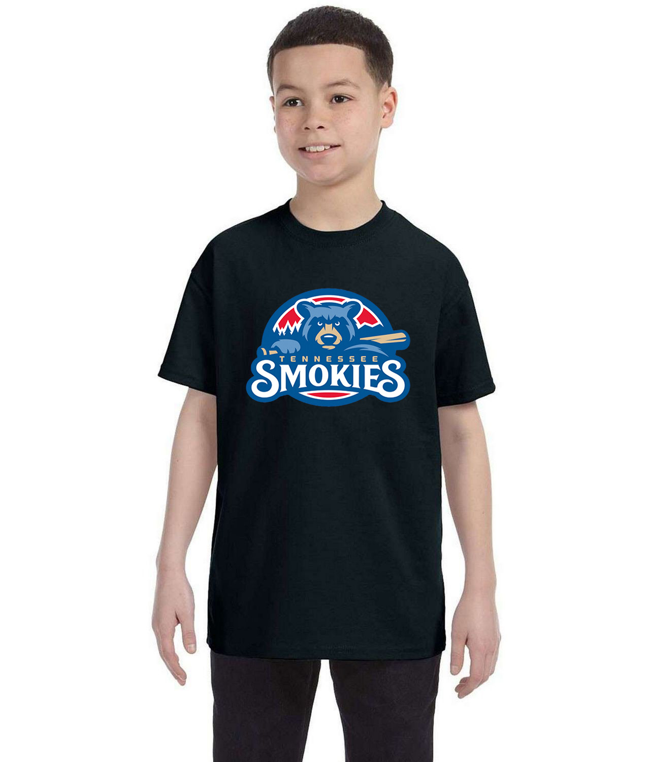 Tennessee Smokies Baseball Logo Symbol Emblem Customized Design on Youth T-Shirt Tee