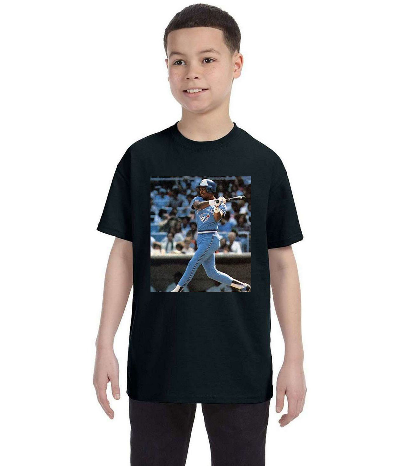 1982 Willie Upshaw Toronto Blue Jays Photo Baseball Logo Symbol Emblem Customized Design on Youth T-Shirt Tee