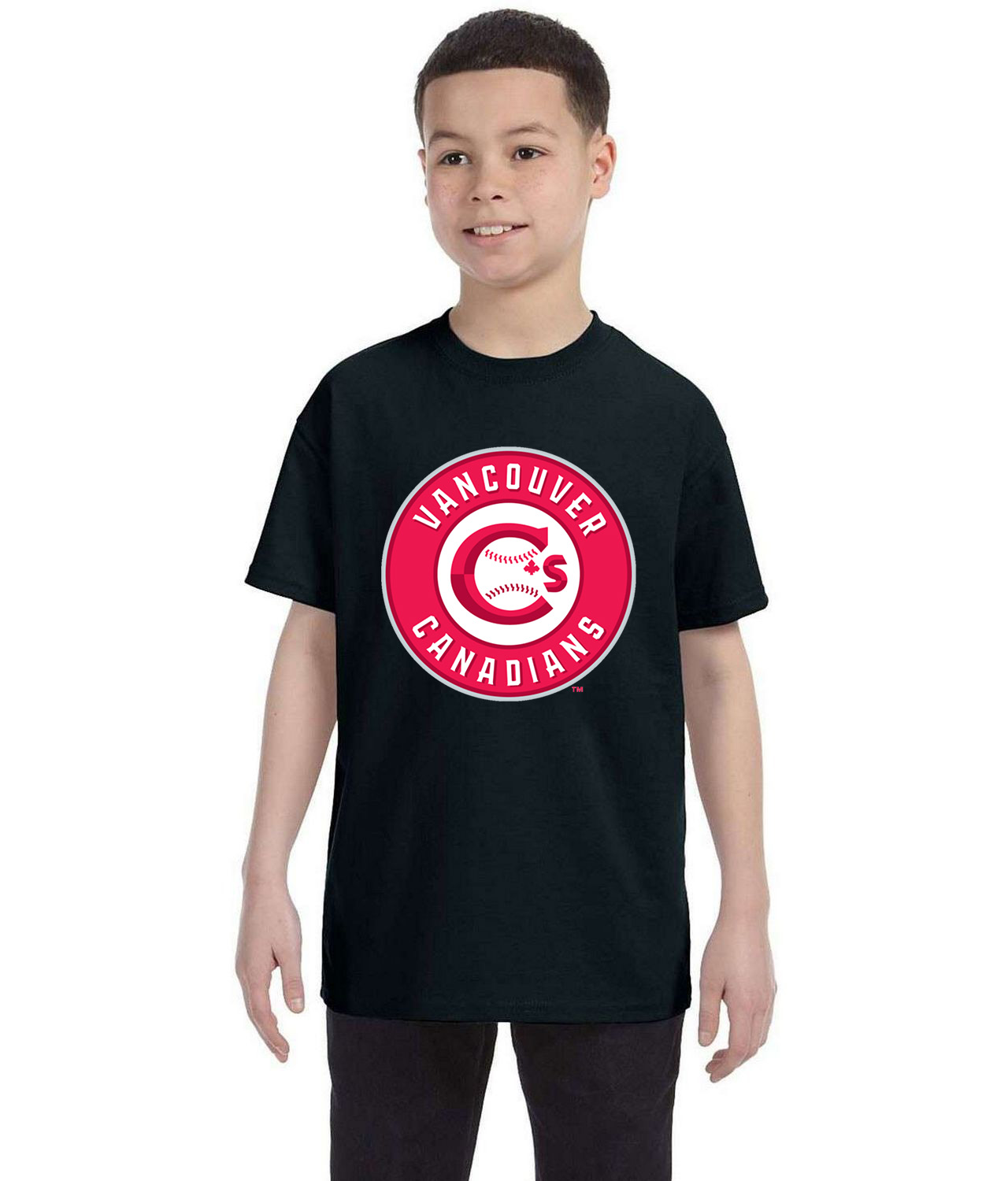 Vancouver Canadians Baseball Logo Symbol Emblem Customized Design on Youth T-Shirt Tee