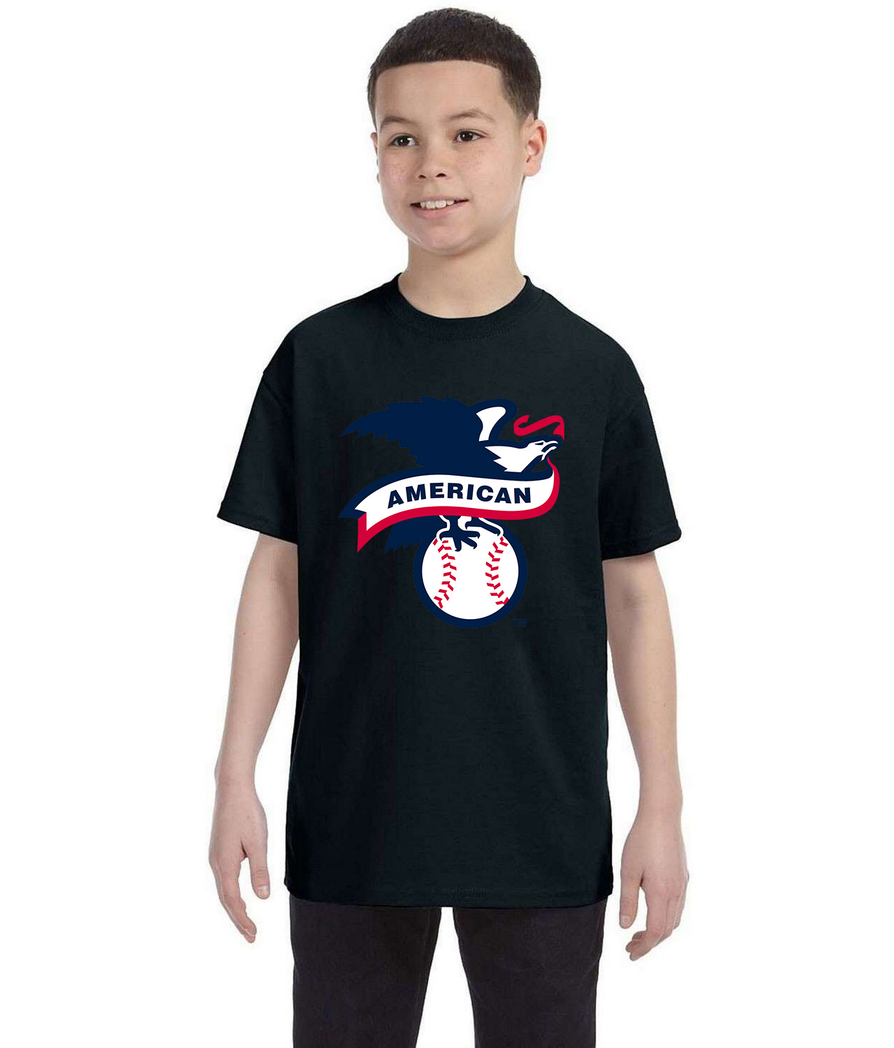 American Baseball League 2019 Alternate Baseball Logo Symbol Emblem Customized Design on Youth T-Shirt Tee