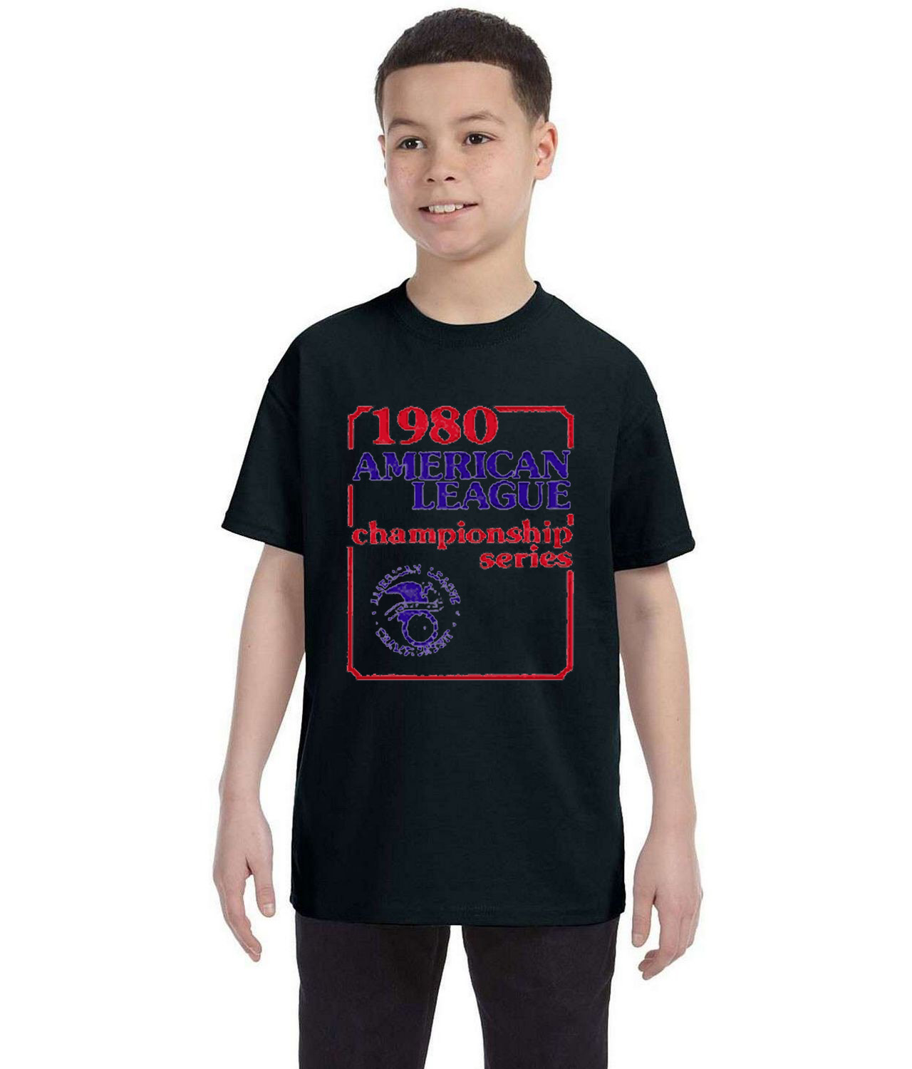 1980 ALCS American League Championship Series Baseball Logo Symbol Emblem Customized Design on Youth T-Shirt Tee