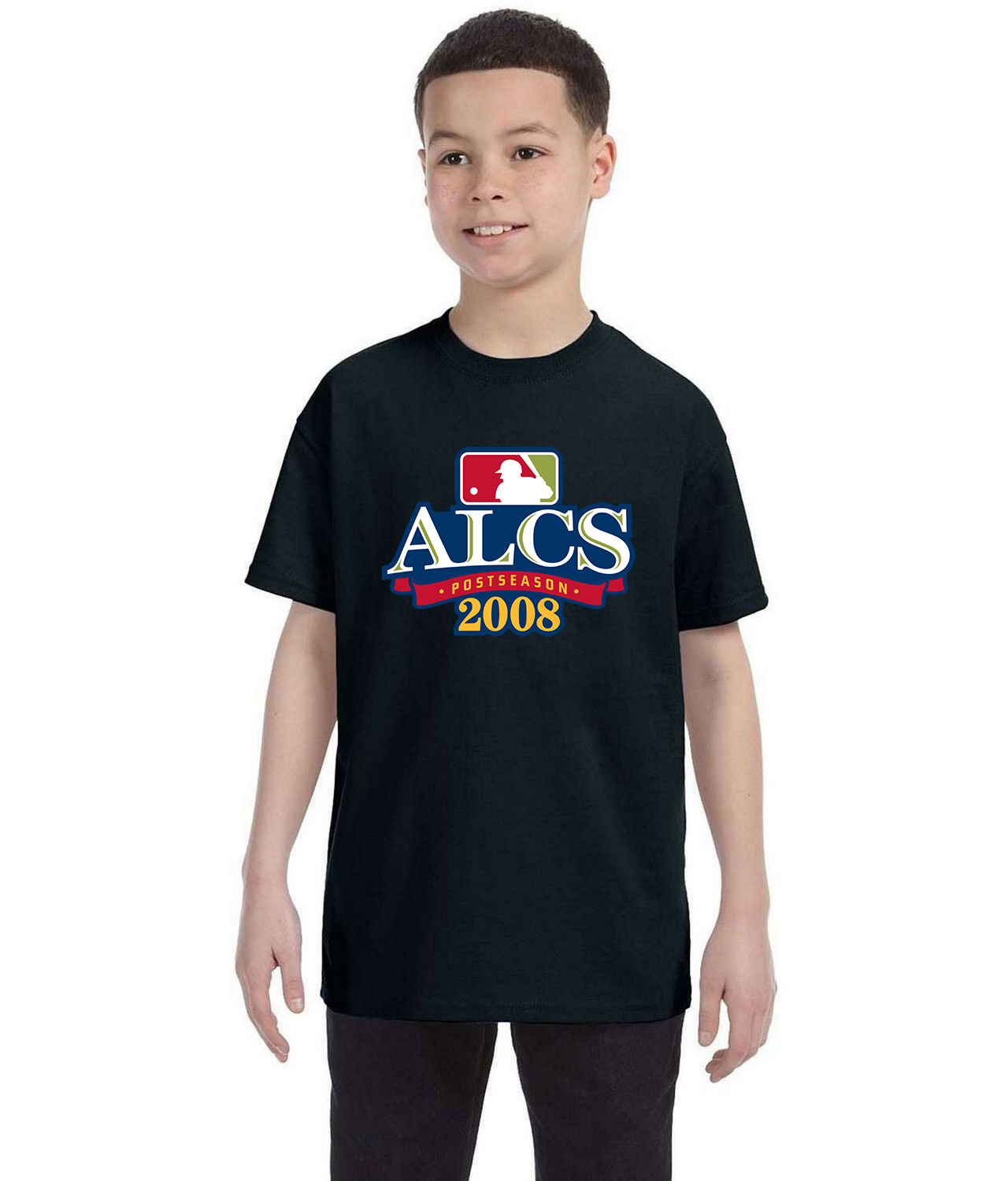 2008 American League Championship Series Post Season ALCS Baseball Logo Symbol Emblem Customized Design on Youth T-Shirt Tee