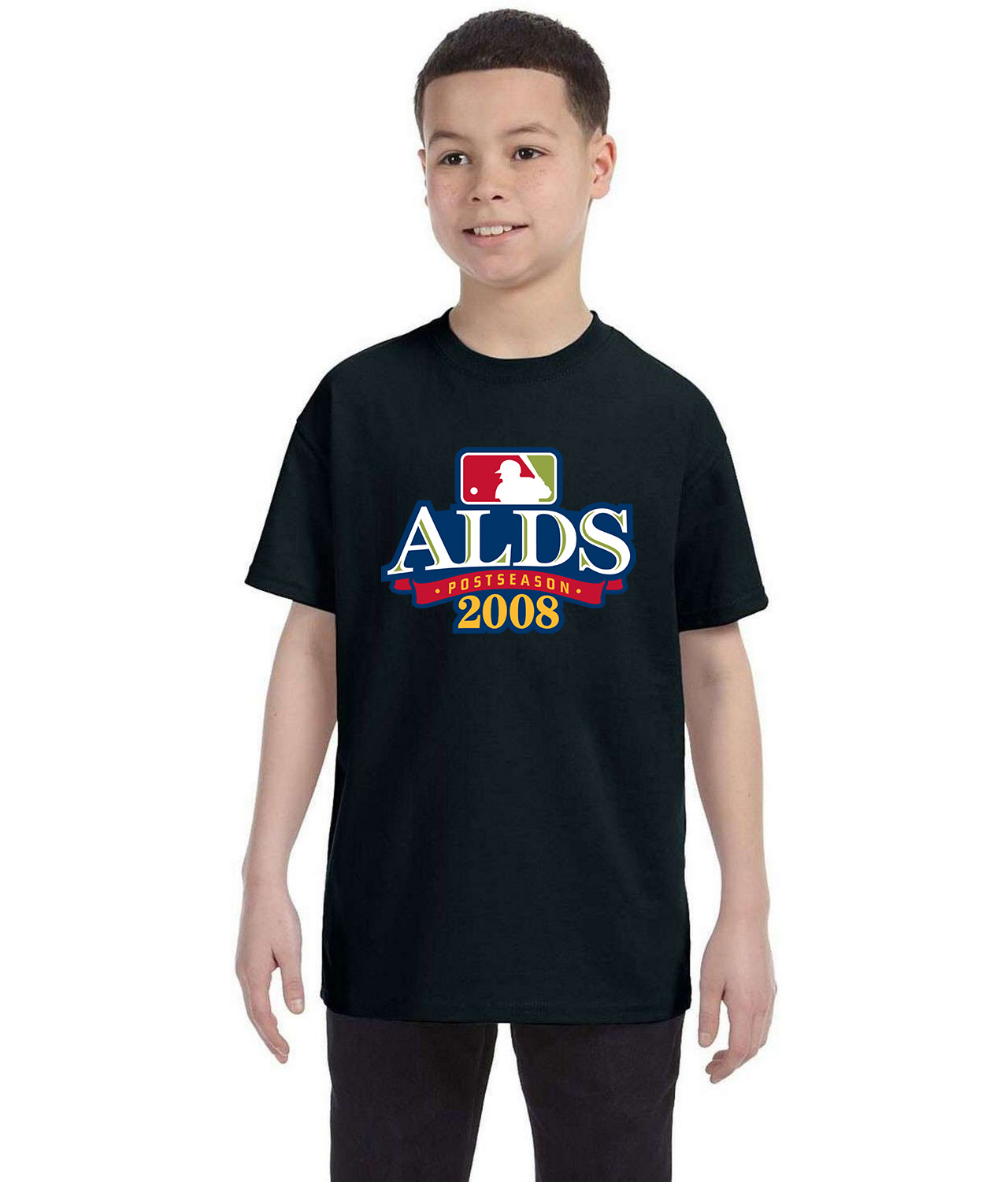 2008 American League Division Series ALDS Post Season Baseball Logo Symbol Emblem Customized Design on Youth T-Shirt Tee